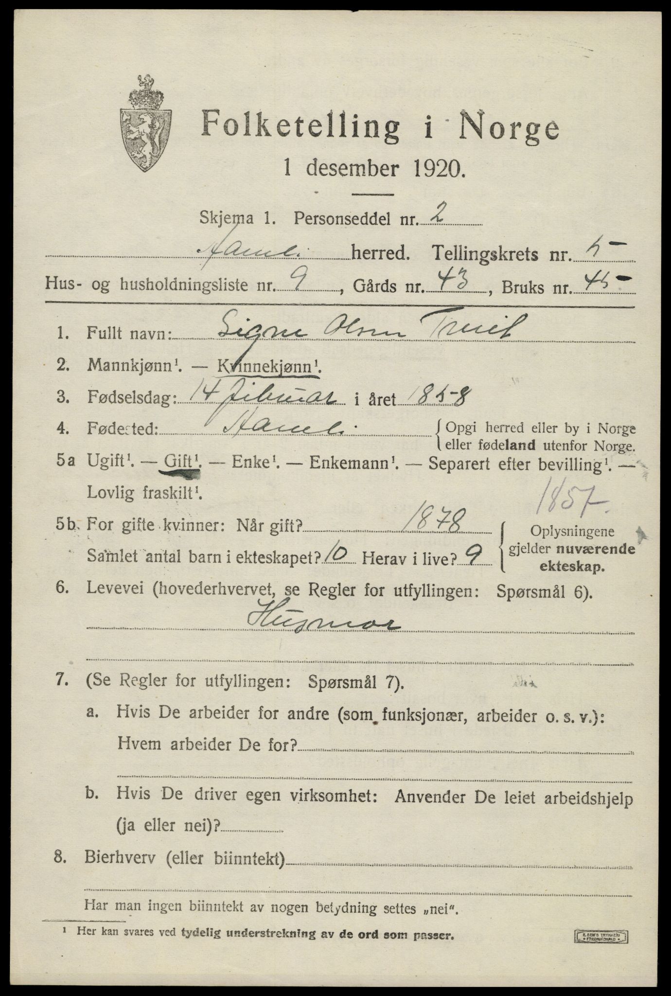 SAK, Folketelling 1920 for 0929 Åmli herred, 1920, s. 2371