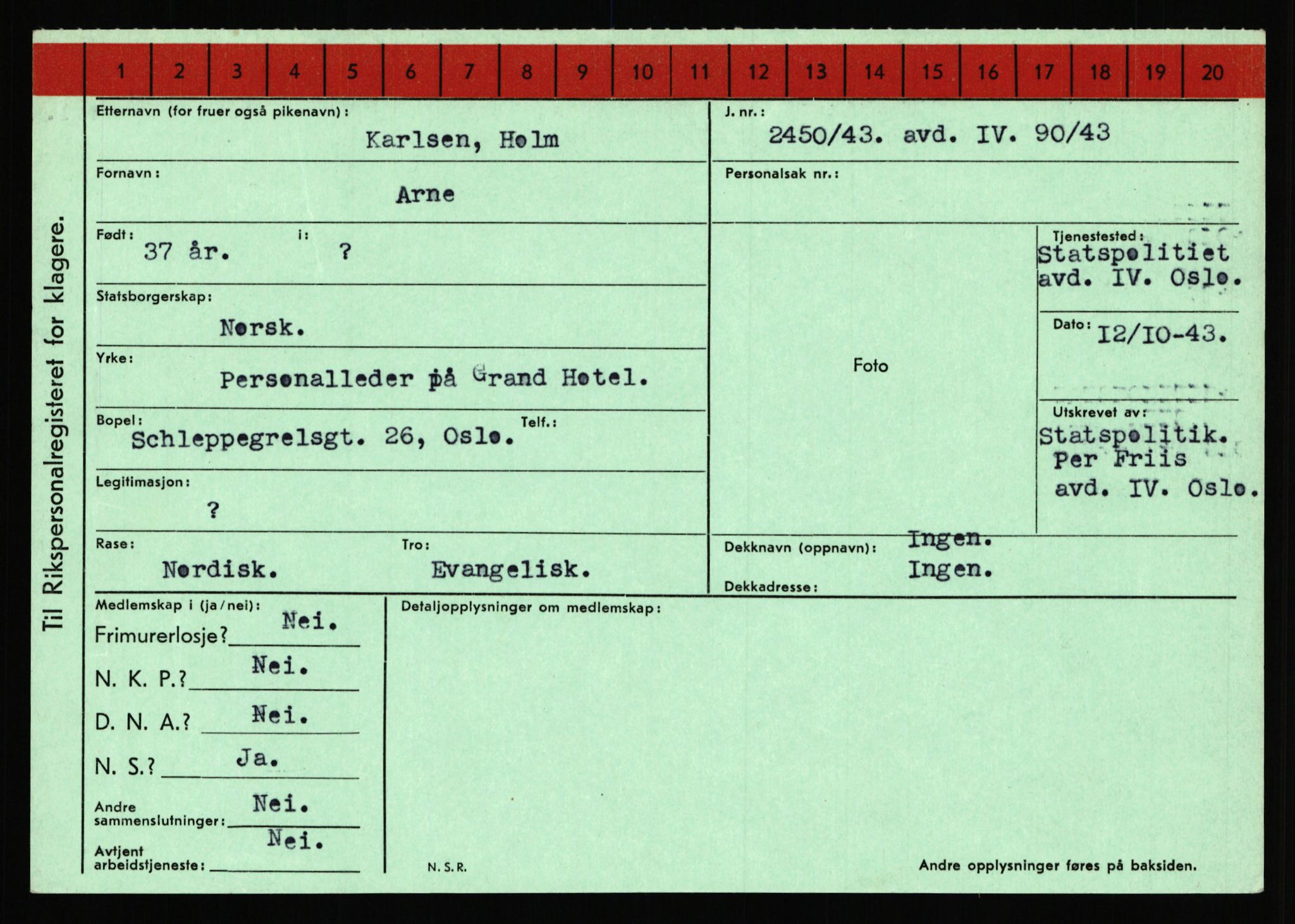 Statspolitiet - Hovedkontoret / Osloavdelingen, AV/RA-S-1329/C/Ca/L0008: Johan(nes)sen - Knoph, 1943-1945, s. 3312