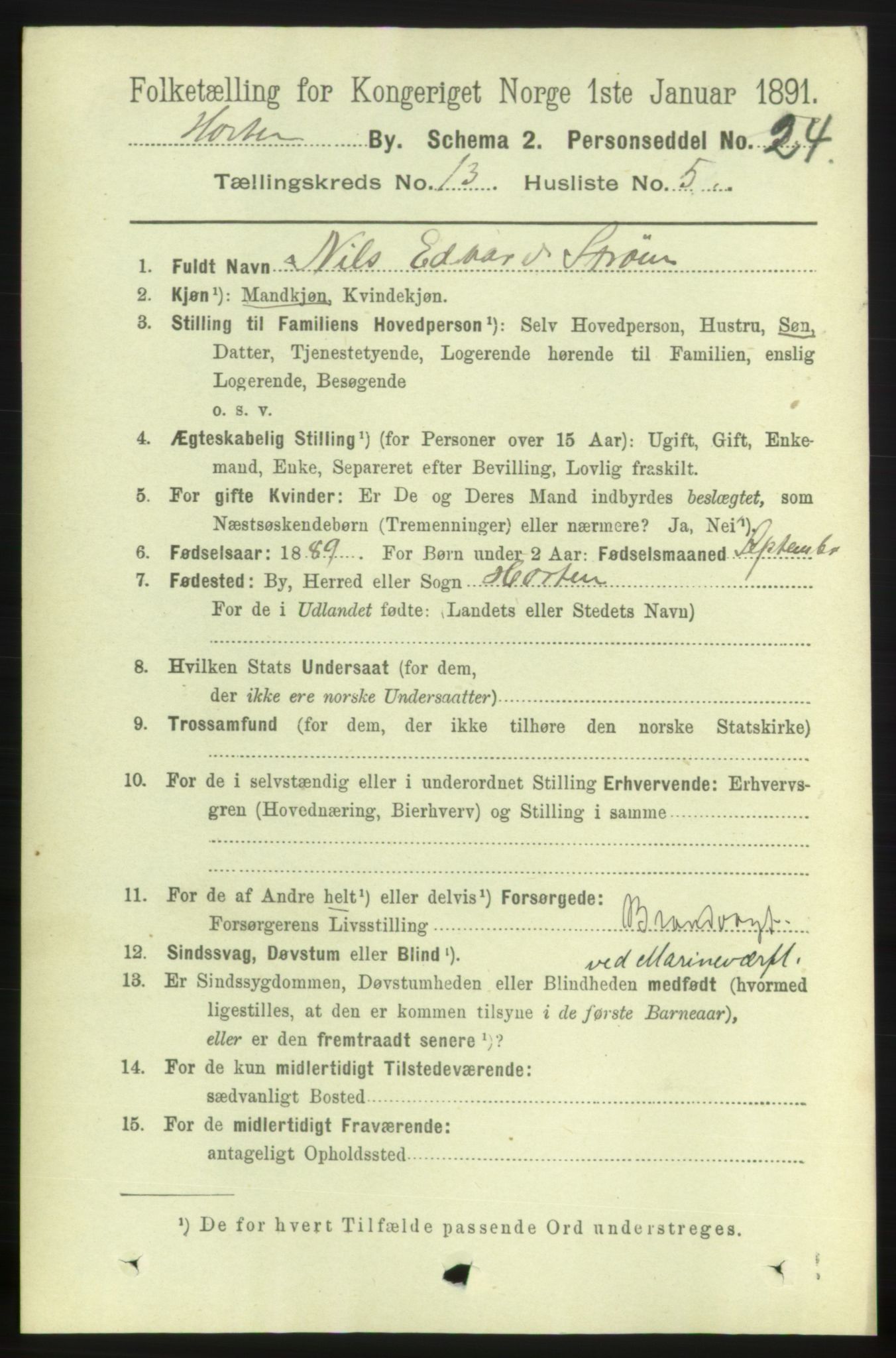 RA, Folketelling 1891 for 0703 Horten ladested, 1891, s. 8229