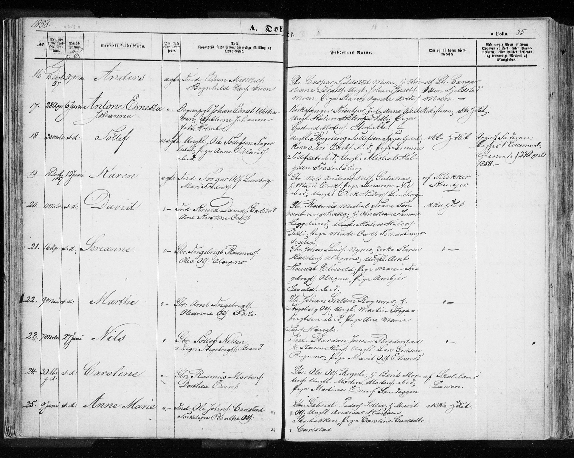 Målselv sokneprestembete, AV/SATØ-S-1311/G/Ga/Gaa/L0003kirke: Ministerialbok nr. 3, 1853-1863, s. 35
