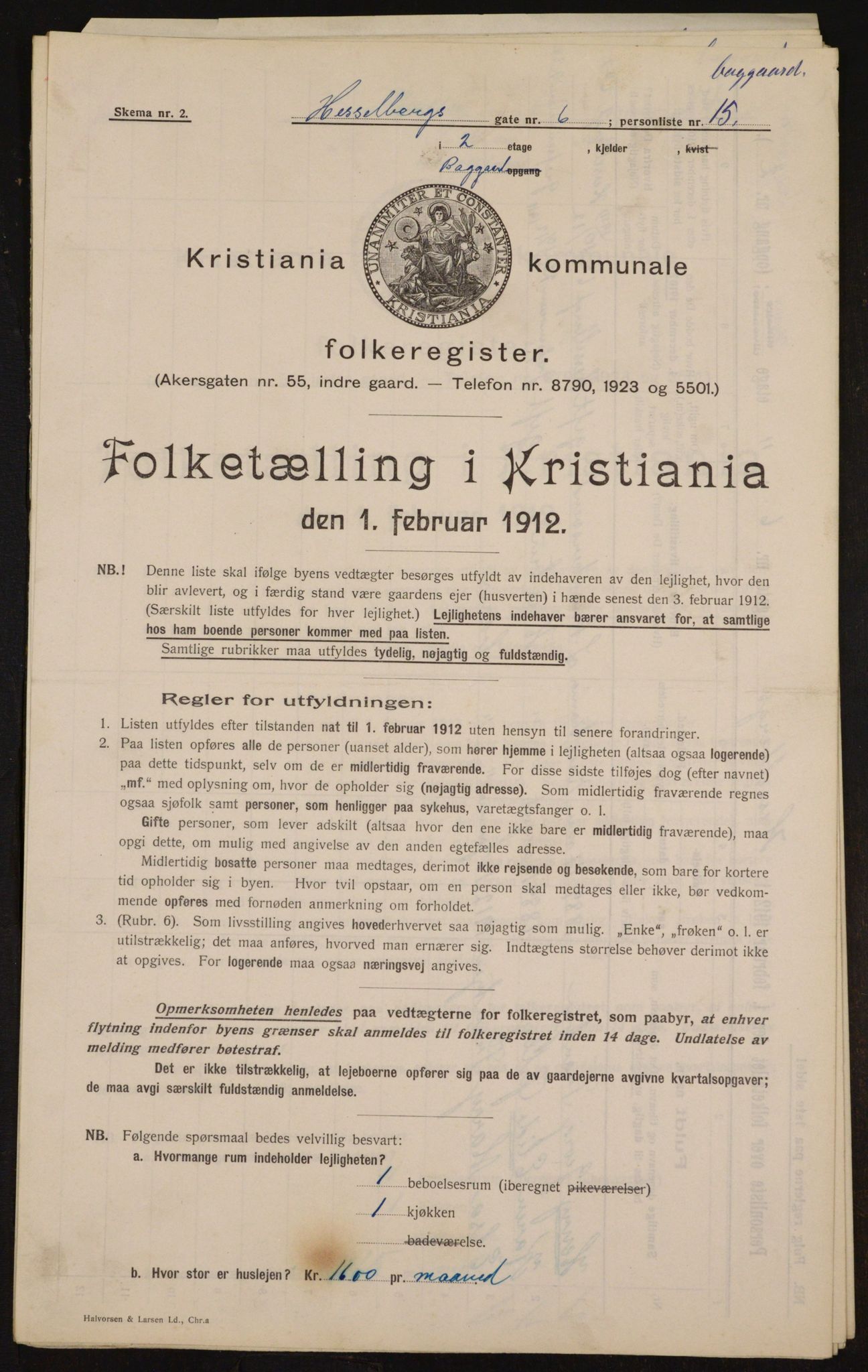 OBA, Kommunal folketelling 1.2.1912 for Kristiania, 1912, s. 40265