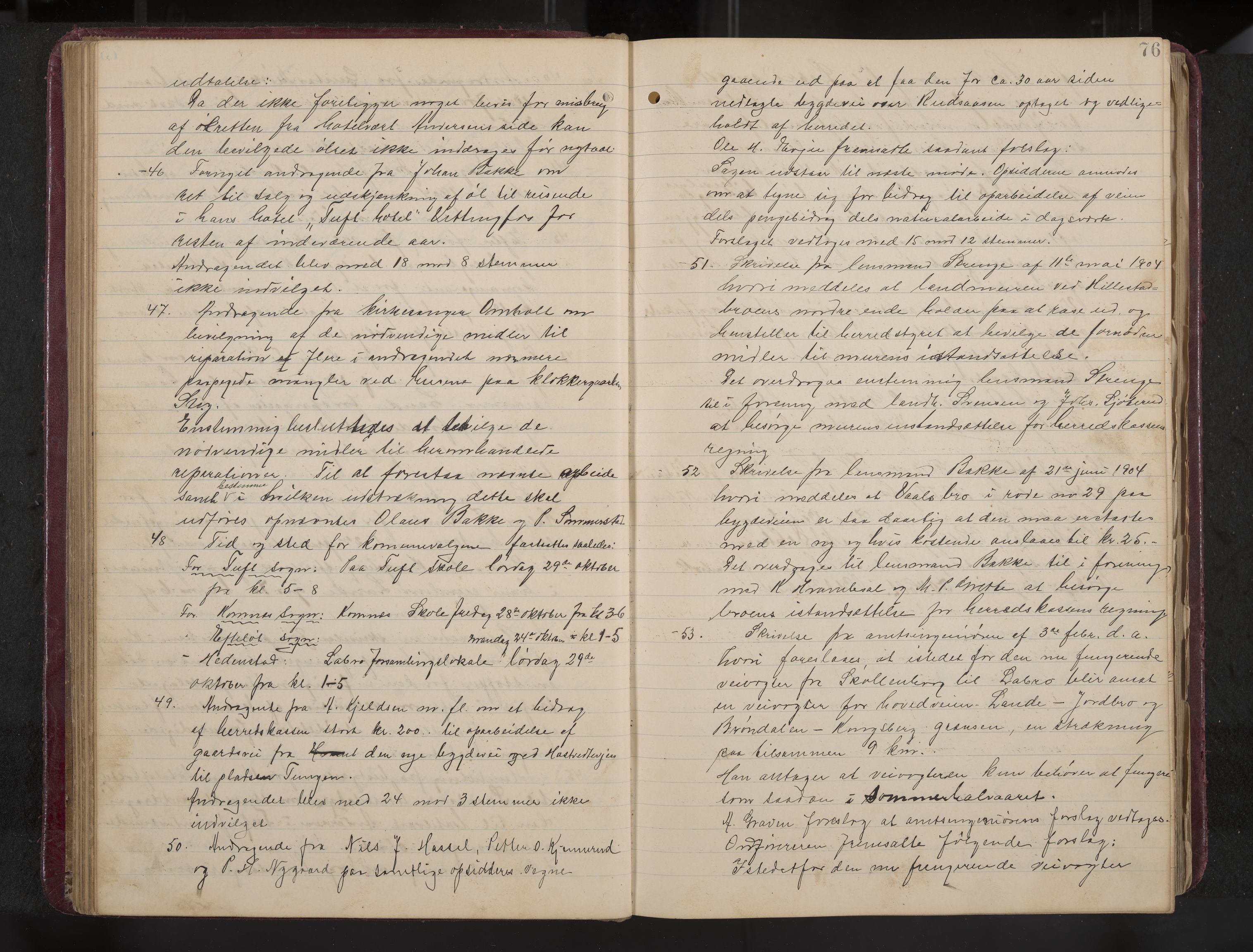 Ytre Sandsvær formannskap og sentraladministrasjon, IKAK/0629021/A/Aa/L0001: Møtebok med register, 1902-1919, s. 76