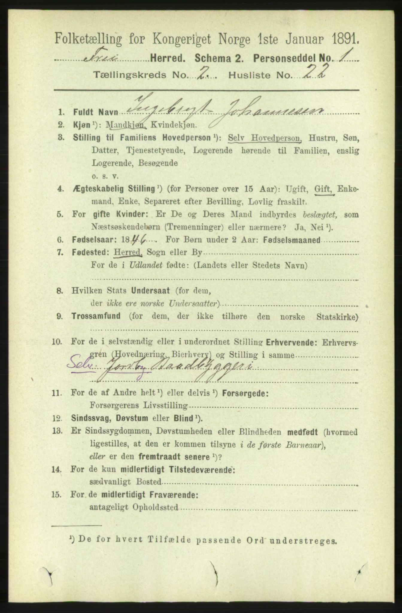 RA, Folketelling 1891 for 1556 Frei herred, 1891, s. 879