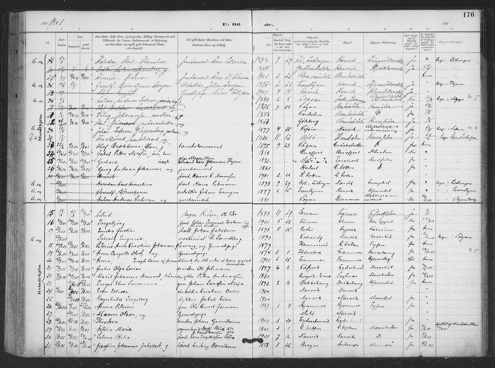 Ministerialprotokoller, klokkerbøker og fødselsregistre - Nordland, AV/SAT-A-1459/866/L0939: Ministerialbok nr. 866A02, 1894-1906, s. 176