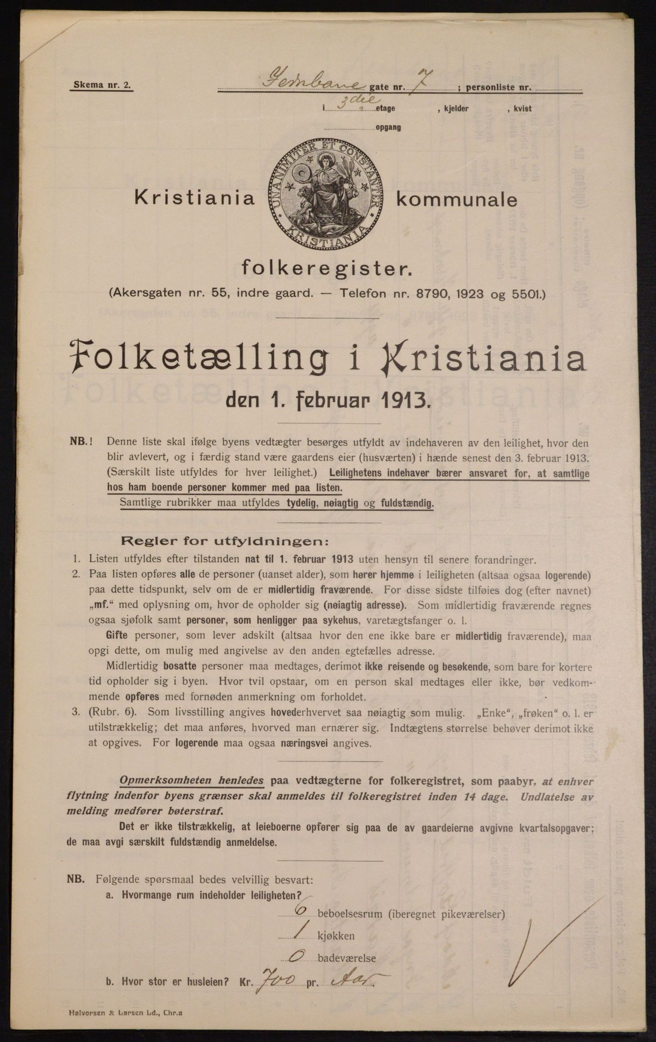 OBA, Kommunal folketelling 1.2.1913 for Kristiania, 1913, s. 46563