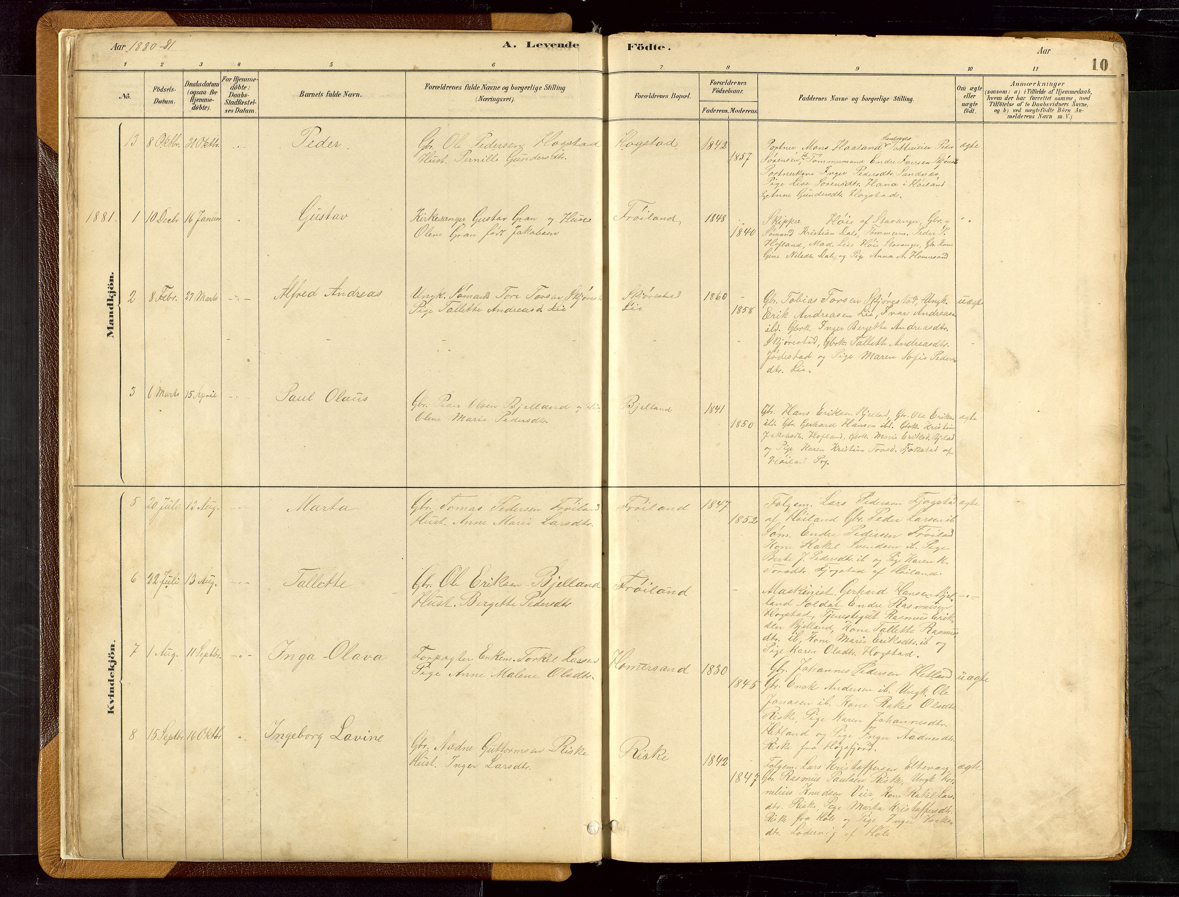 Hetland sokneprestkontor, AV/SAST-A-101826/30/30BB/L0007: Klokkerbok nr. B 7, 1878-1910, s. 10