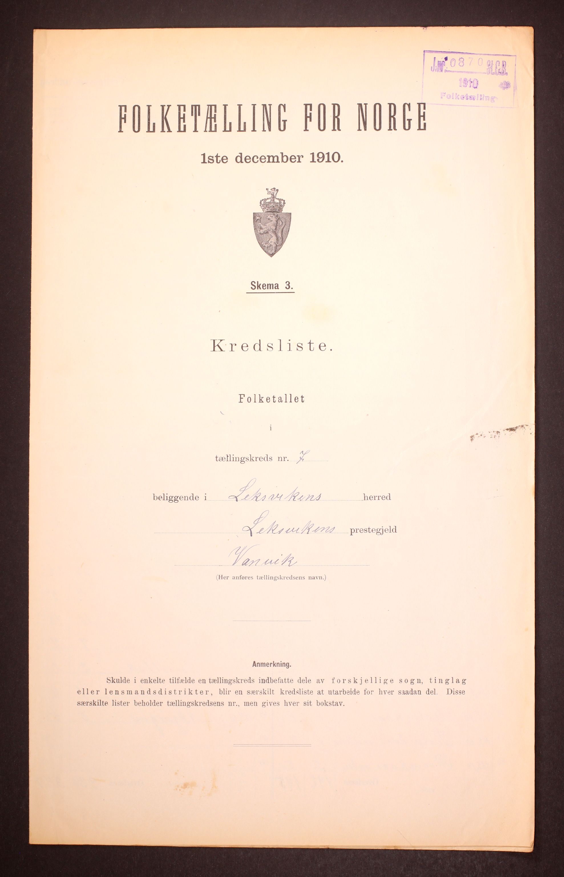 RA, Folketelling 1910 for 1718 Leksvik herred, 1910, s. 24