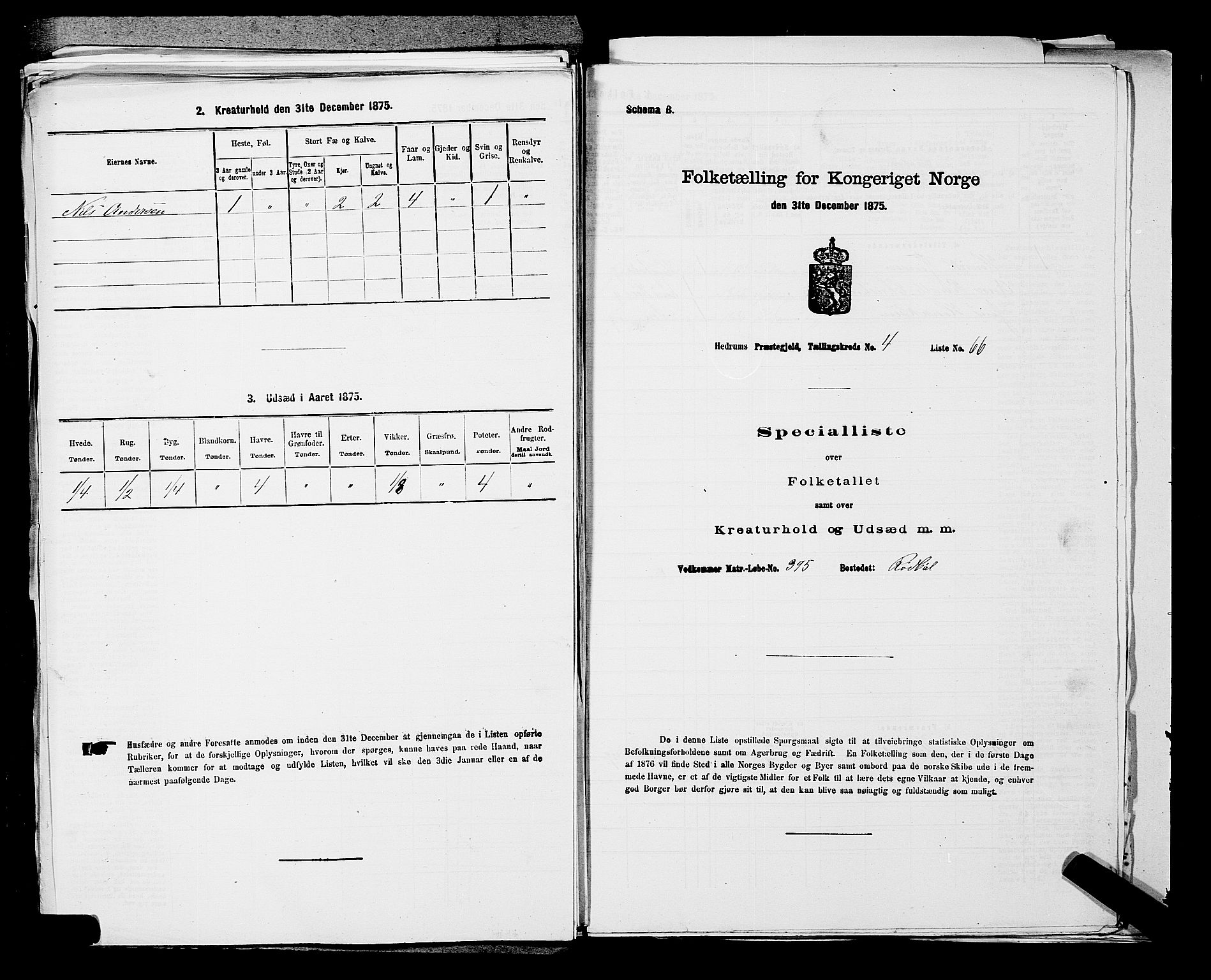 SAKO, Folketelling 1875 for 0727P Hedrum prestegjeld, 1875, s. 479