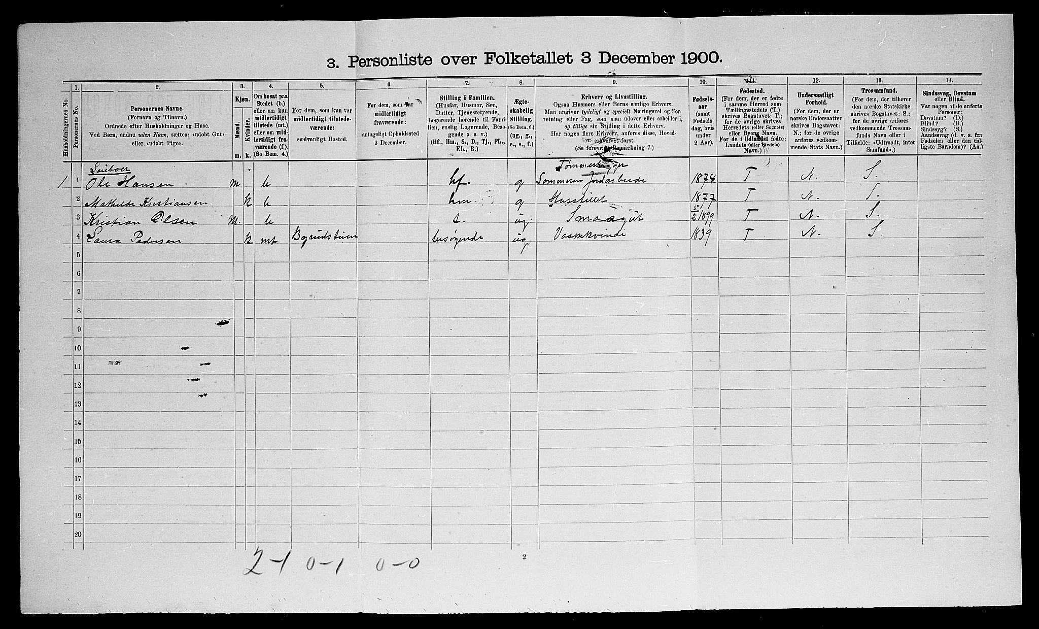 SAO, Folketelling 1900 for 0237 Eidsvoll herred, 1900