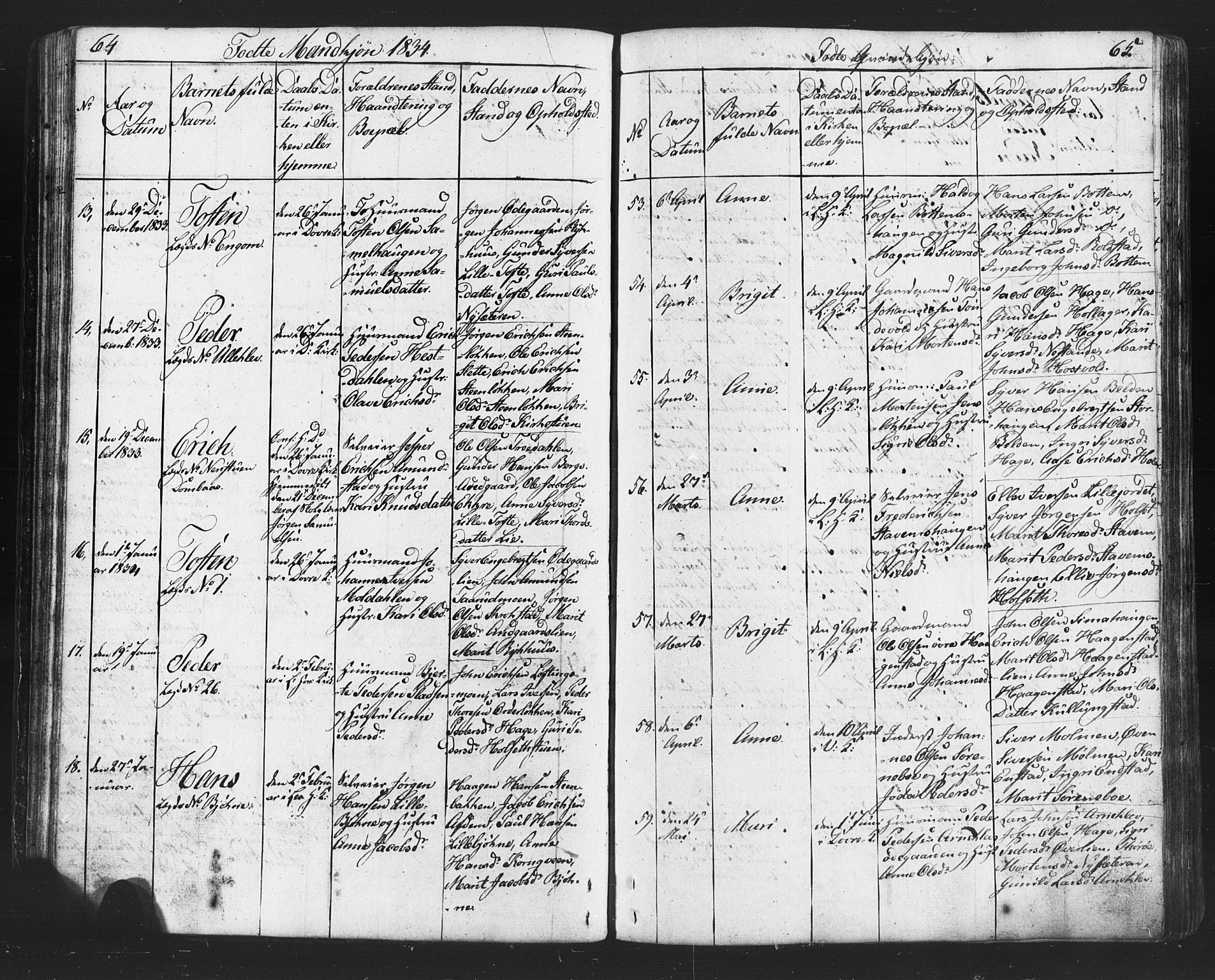 Lesja prestekontor, AV/SAH-PREST-068/H/Ha/Hab/L0002: Klokkerbok nr. 2, 1832-1850, s. 64-65