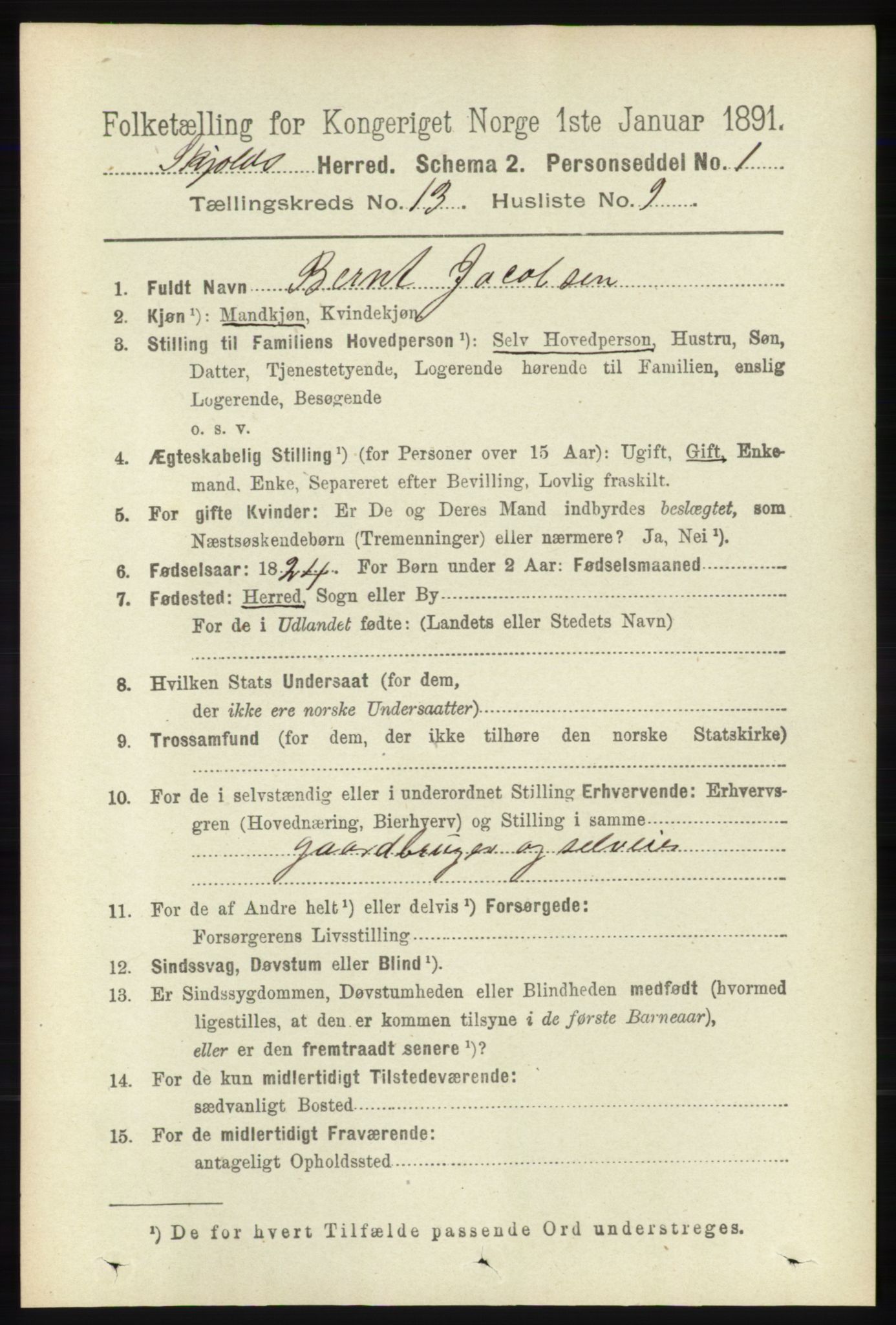 RA, Folketelling 1891 for 1154 Skjold herred, 1891, s. 2435