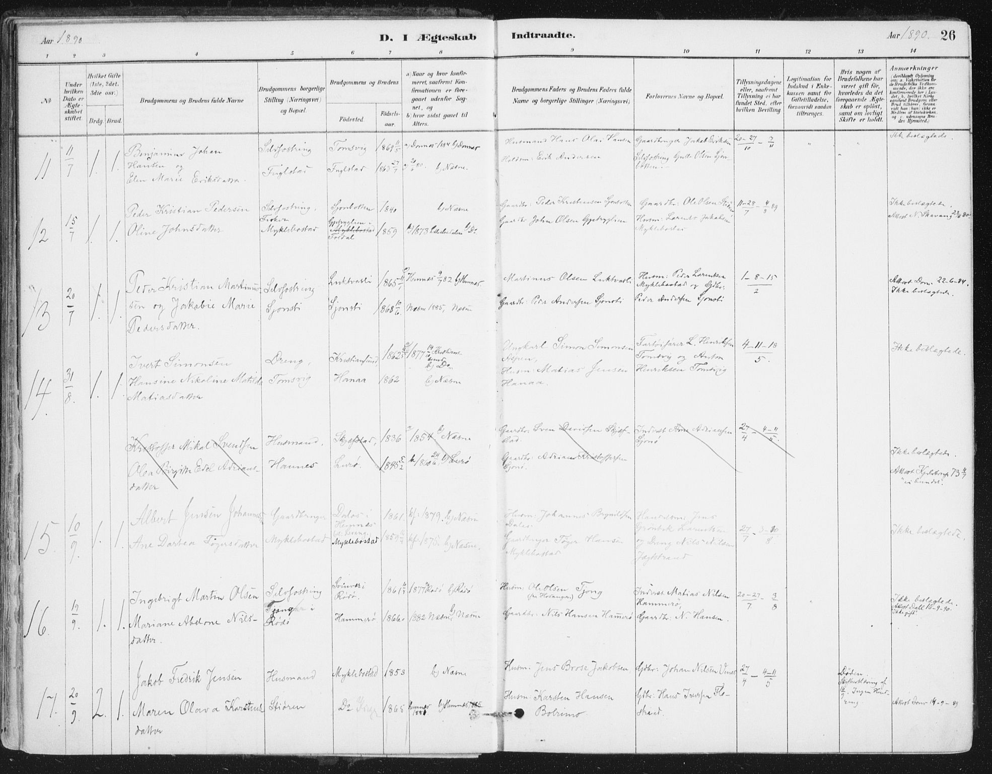 Ministerialprotokoller, klokkerbøker og fødselsregistre - Nordland, SAT/A-1459/838/L0553: Ministerialbok nr. 838A11, 1880-1910, s. 26