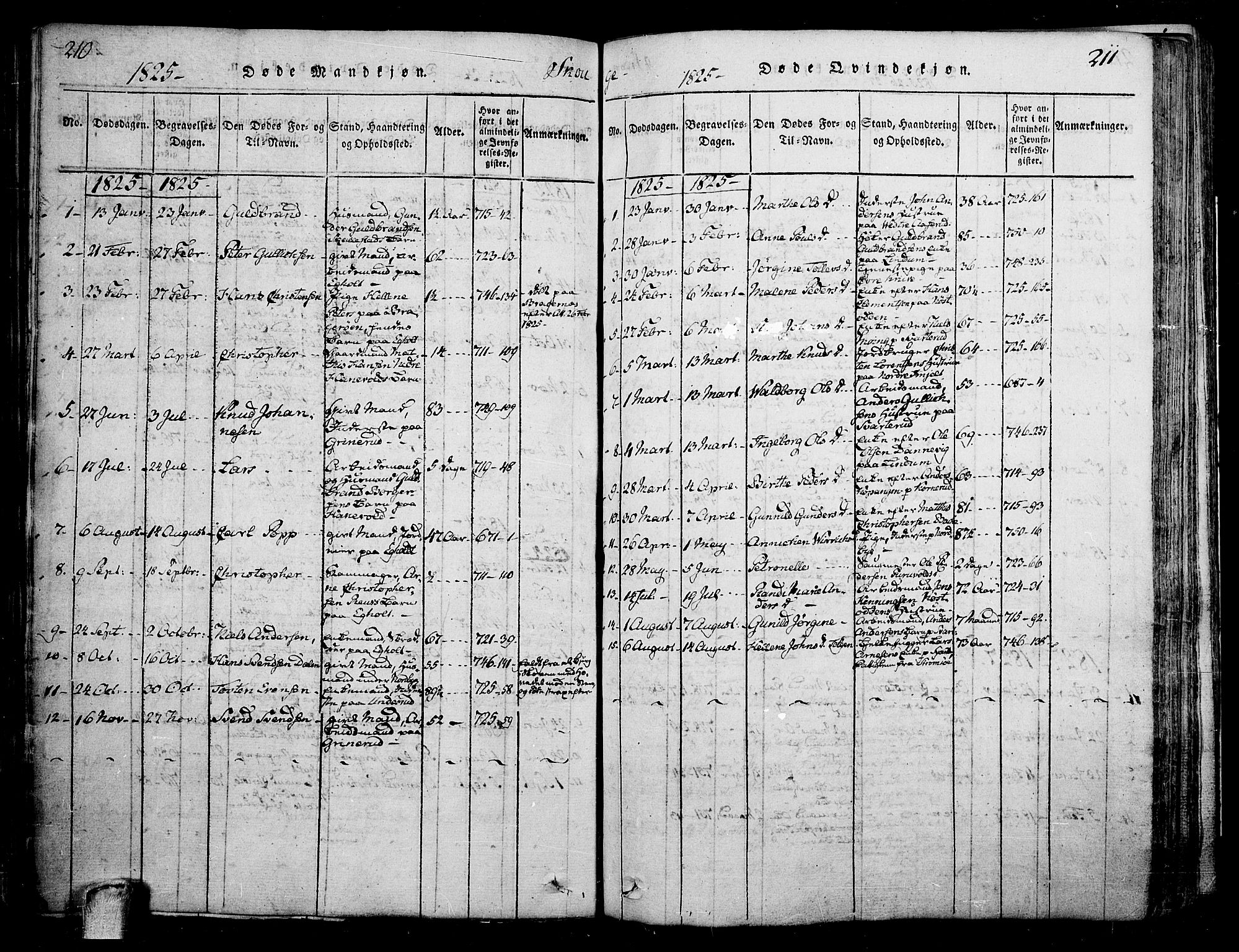 Skoger kirkebøker, SAKO/A-59/F/Fa/L0002: Ministerialbok nr. I 2 /1, 1814-1842, s. 210-211