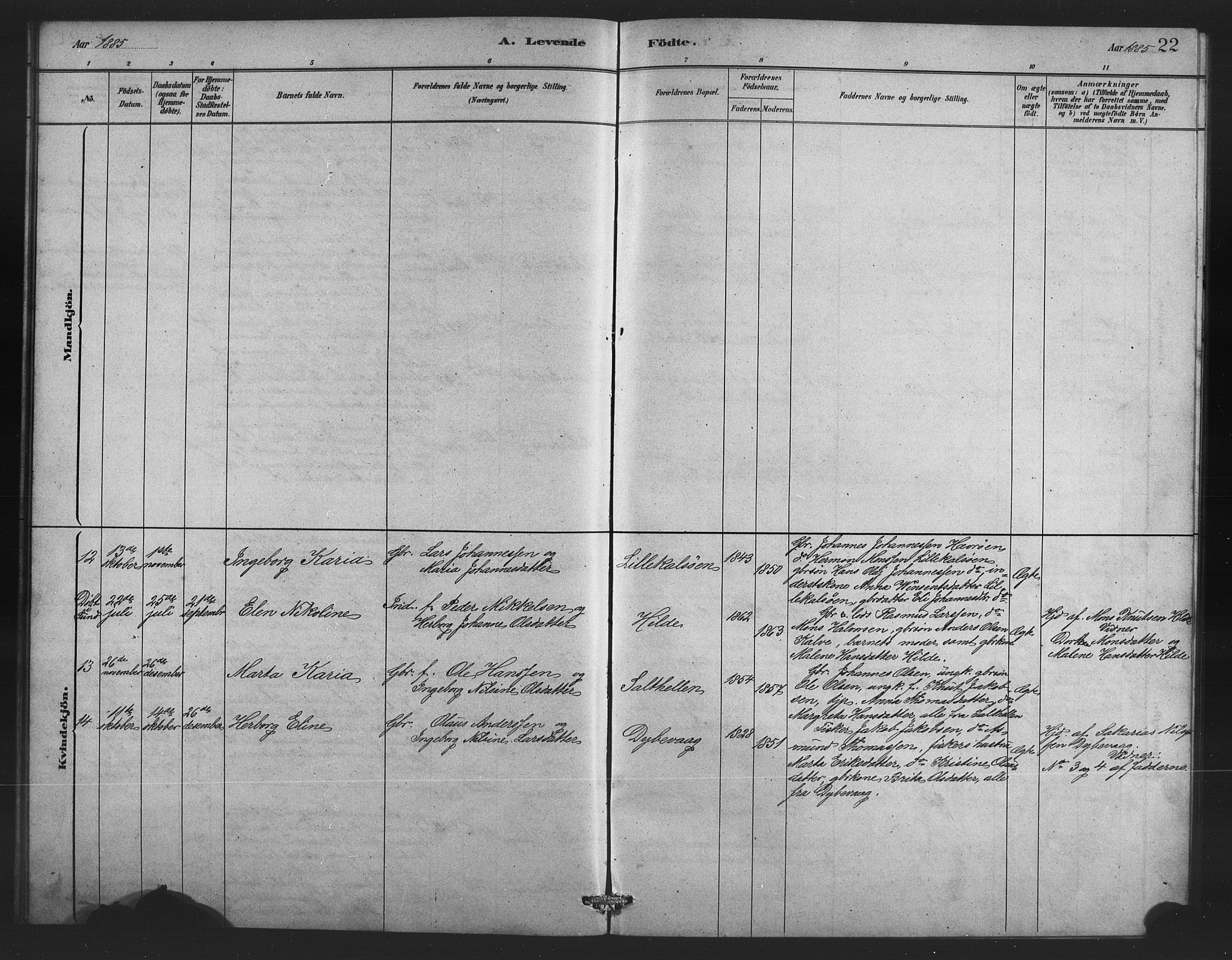 Austevoll sokneprestembete, AV/SAB-A-74201/H/Ha/Hab/Habb/L0003: Klokkerbok nr. B 3, 1879-1888, s. 22