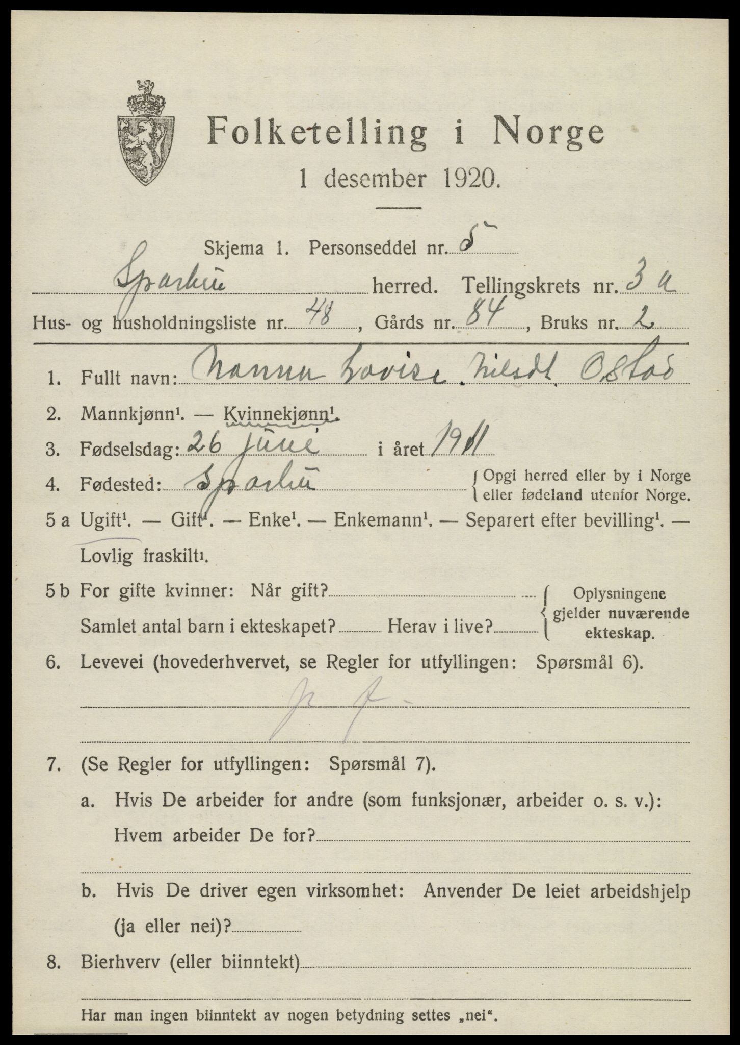SAT, Folketelling 1920 for 1731 Sparbu herred, 1920, s. 4811