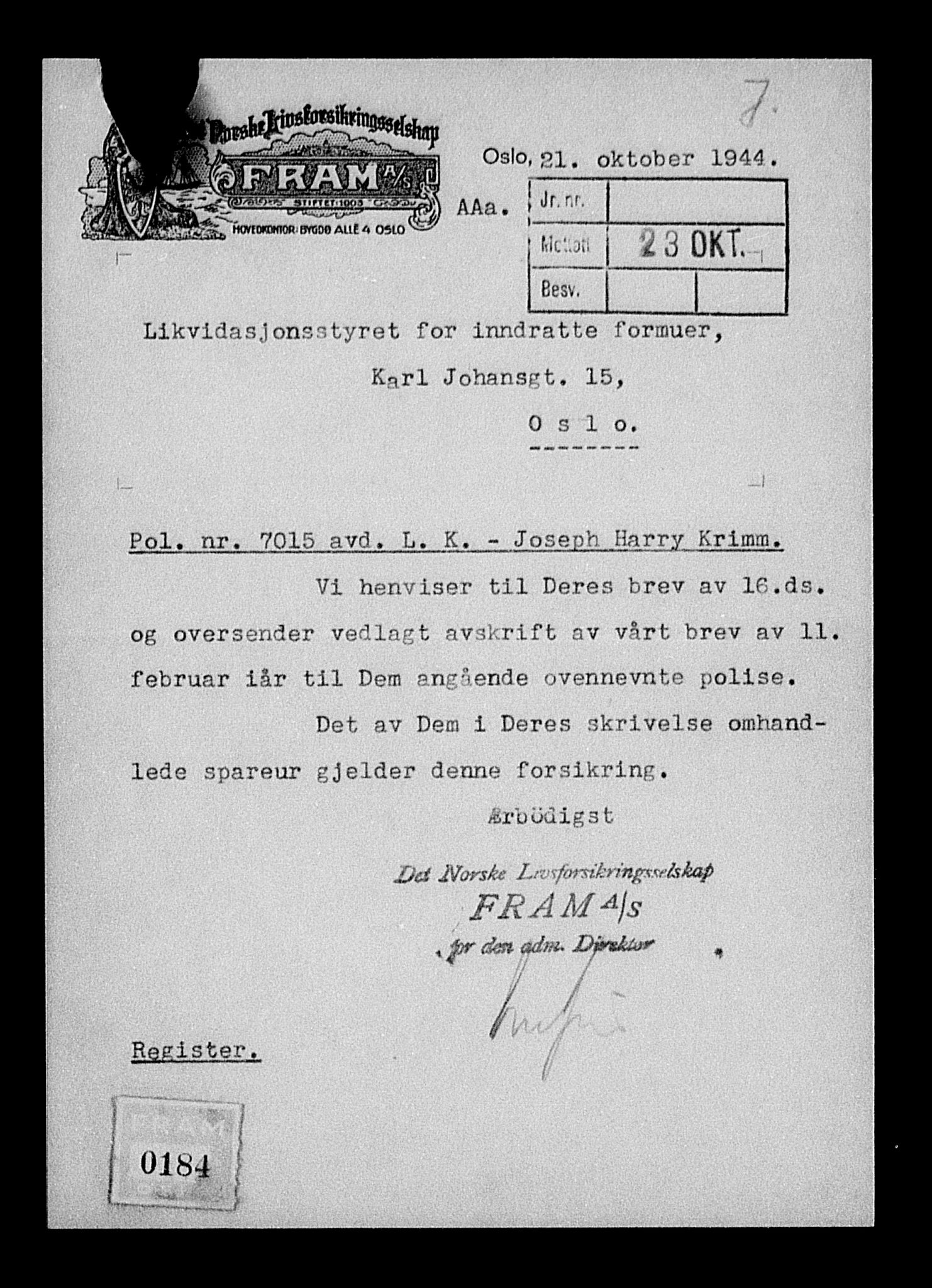 Justisdepartementet, Tilbakeføringskontoret for inndratte formuer, AV/RA-S-1564/H/Hc/Hcc/L0953: --, 1945-1947, s. 292