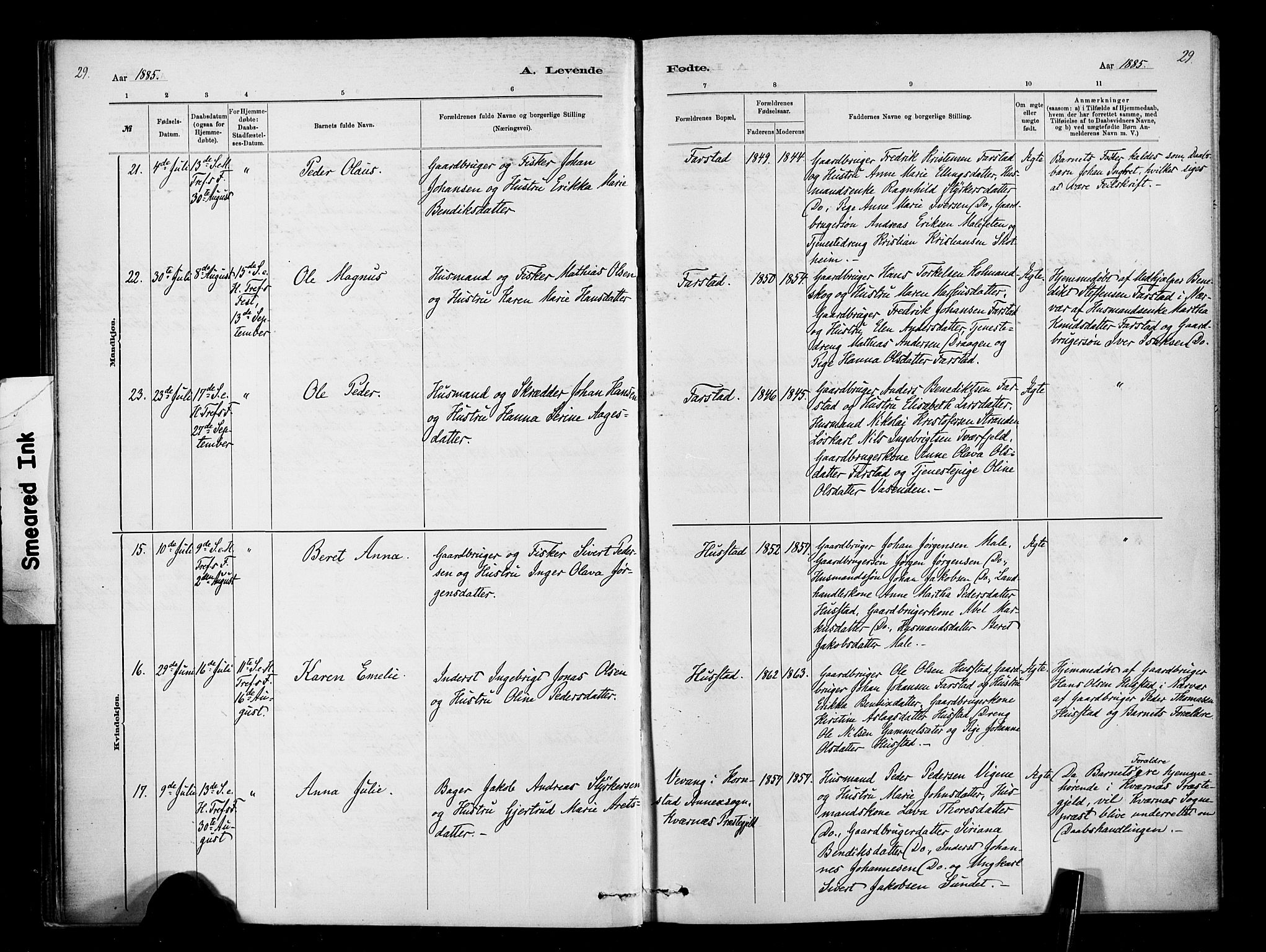 Ministerialprotokoller, klokkerbøker og fødselsregistre - Møre og Romsdal, AV/SAT-A-1454/567/L0778: Ministerialbok nr. 567A01, 1881-1903, s. 29