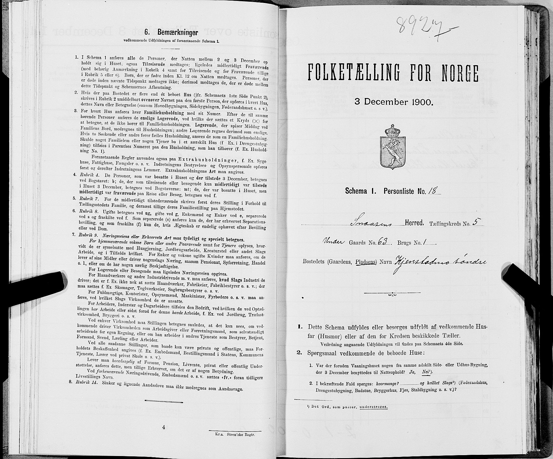 SAT, Folketelling 1900 for 1736 Snåsa herred, 1900, s. 1178
