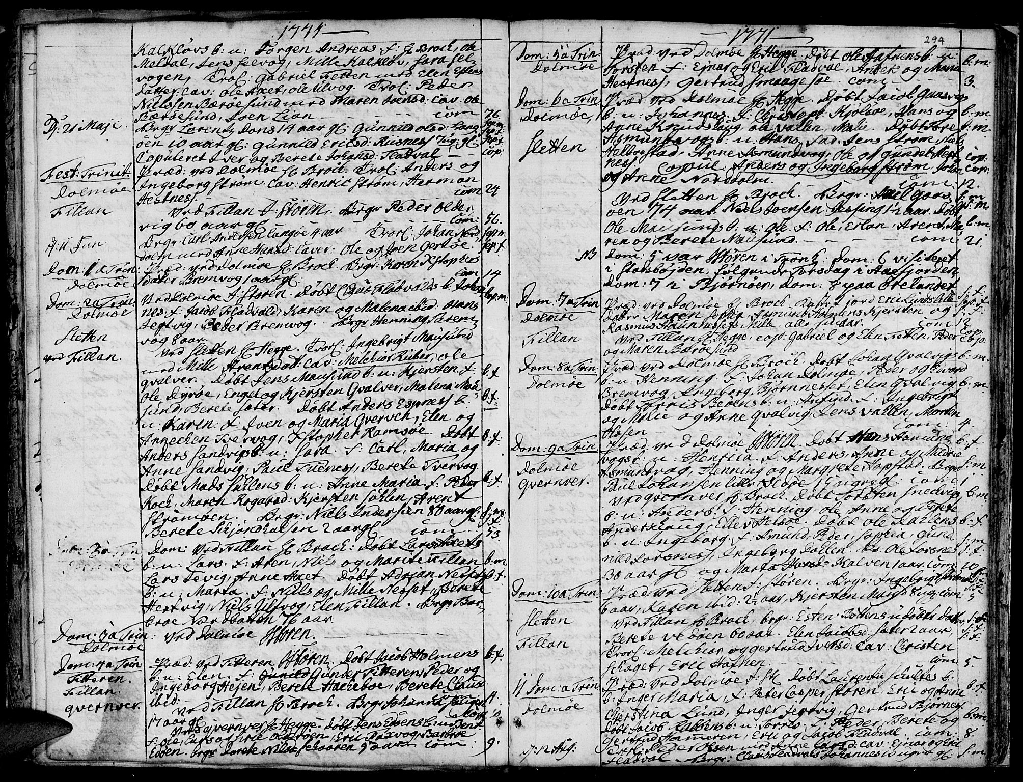 Ministerialprotokoller, klokkerbøker og fødselsregistre - Sør-Trøndelag, SAT/A-1456/634/L0525: Ministerialbok nr. 634A01, 1736-1775, s. 294