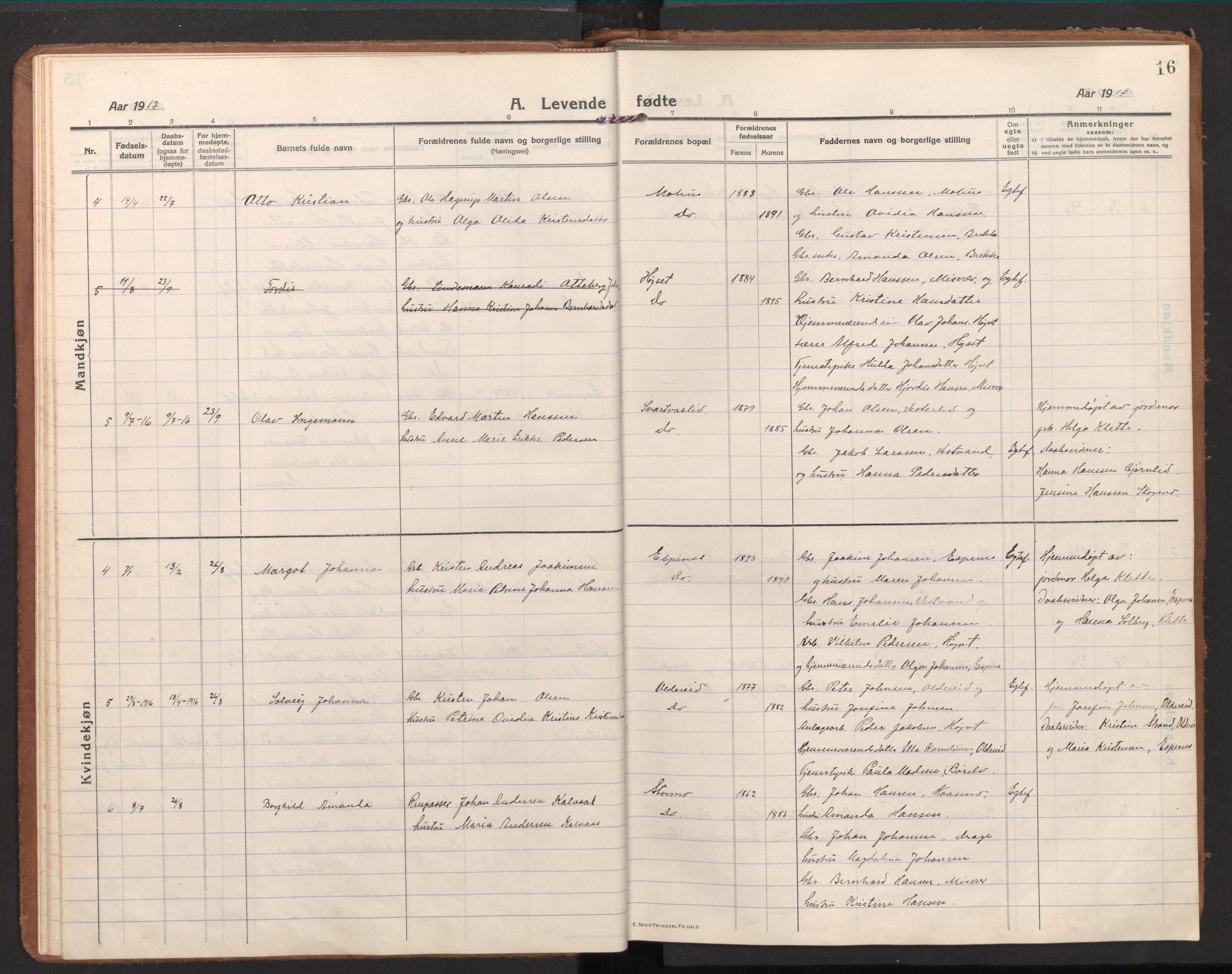 Ministerialprotokoller, klokkerbøker og fødselsregistre - Nordland, AV/SAT-A-1459/848/L0688: Ministerialbok nr. 848A01, 1913-1935, s. 16