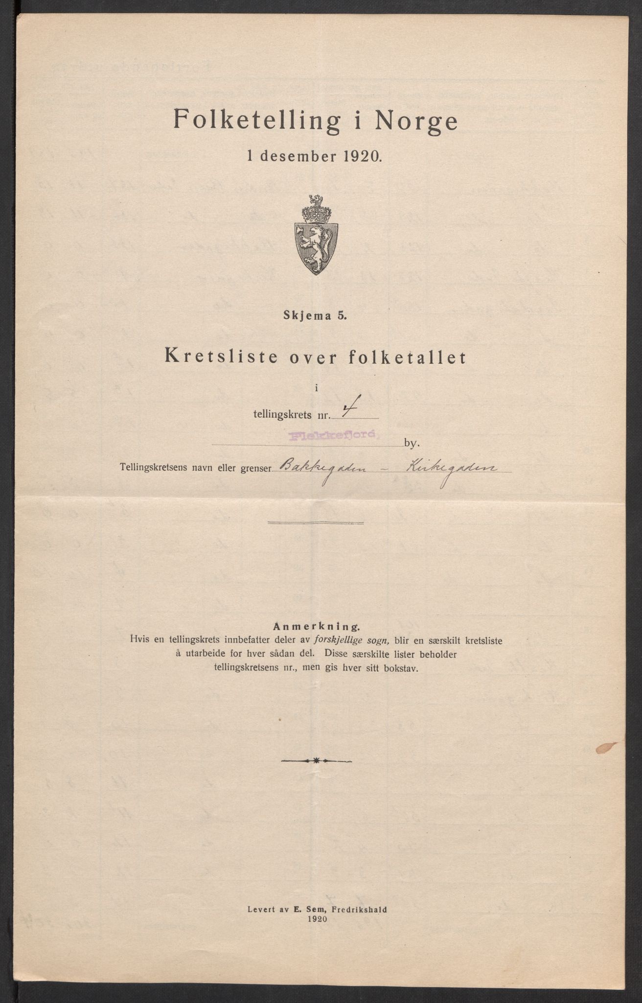 SAK, Folketelling 1920 for 1004 Flekkefjord kjøpstad, 1920, s. 19