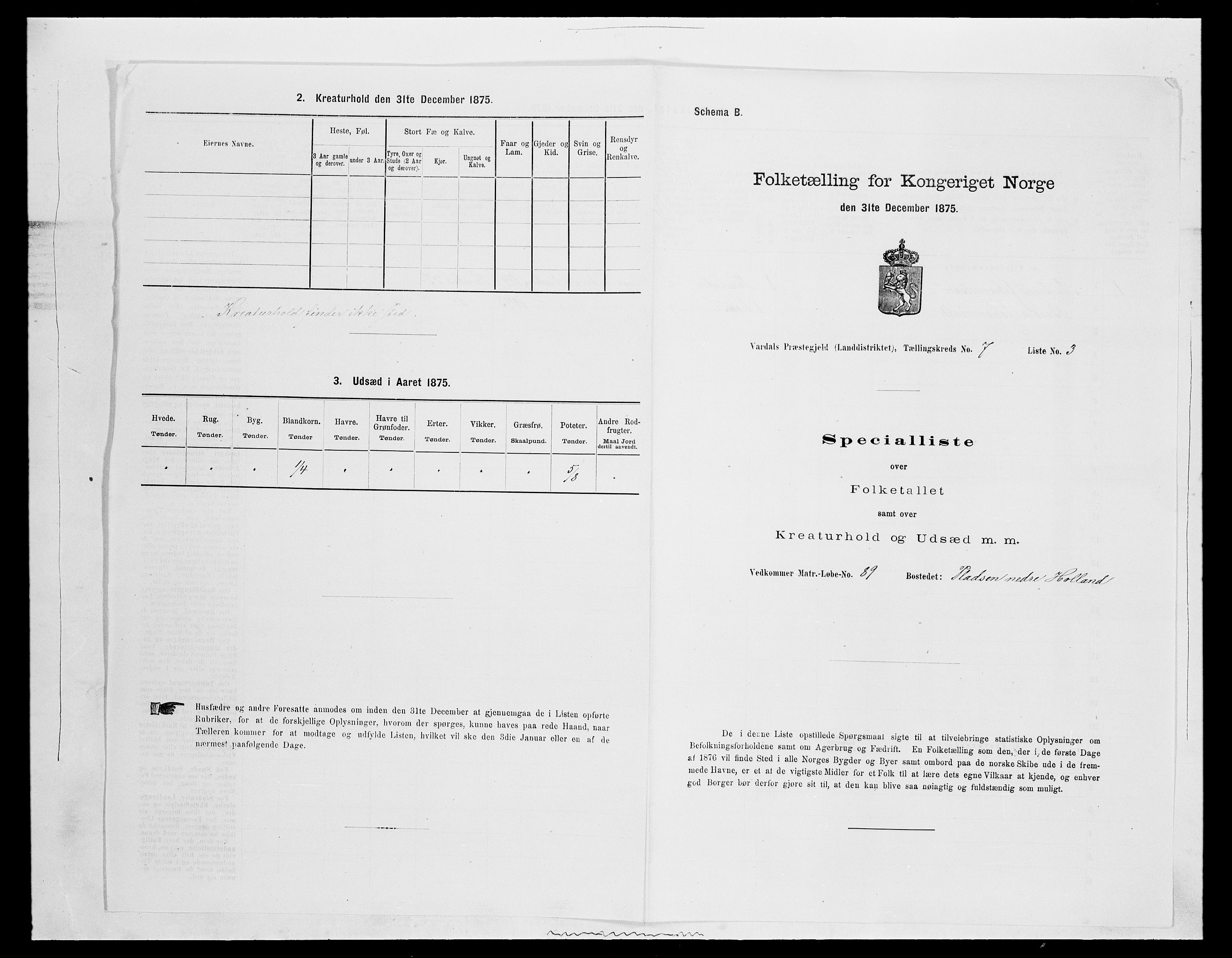 SAH, Folketelling 1875 for 0527L Vardal prestegjeld, Vardal sokn og Hunn sokn, 1875, s. 973