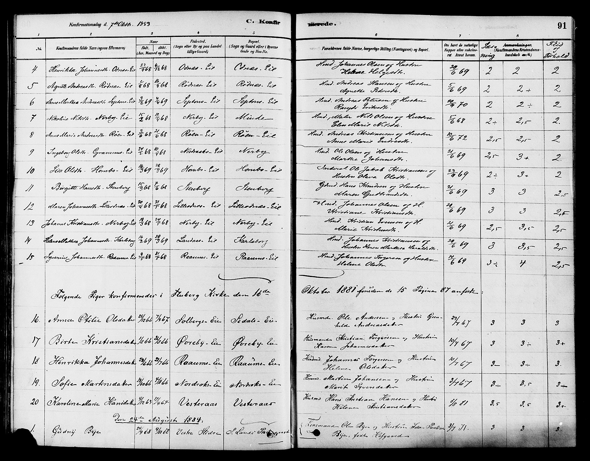 Søndre Land prestekontor, SAH/PREST-122/K/L0002: Ministerialbok nr. 2, 1878-1894, s. 91