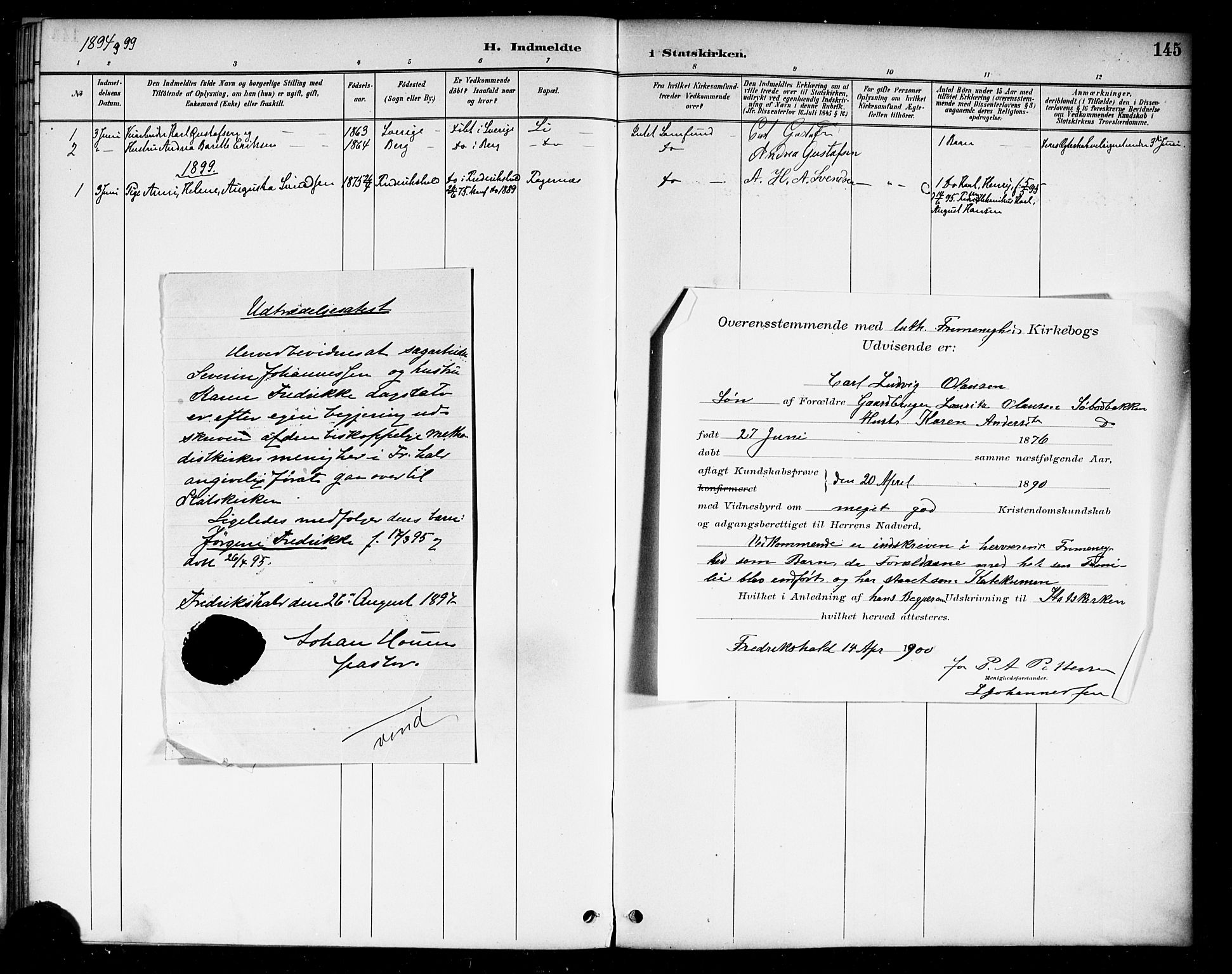 Berg prestekontor Kirkebøker, AV/SAO-A-10902/F/Fa/L0007: Ministerialbok nr. I 7, 1888-1902, s. 145