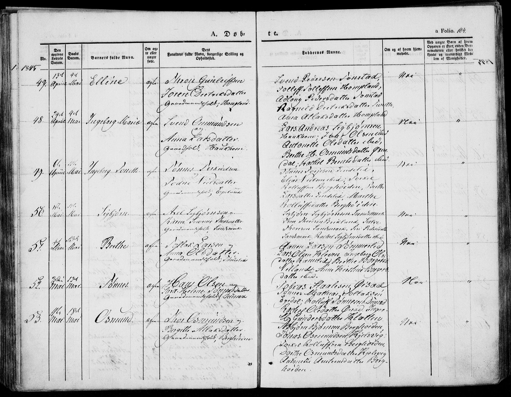 Bakke sokneprestkontor, AV/SAK-1111-0002/F/Fa/Faa/L0004: Ministerialbok nr. A 4, 1834-1846, s. 104