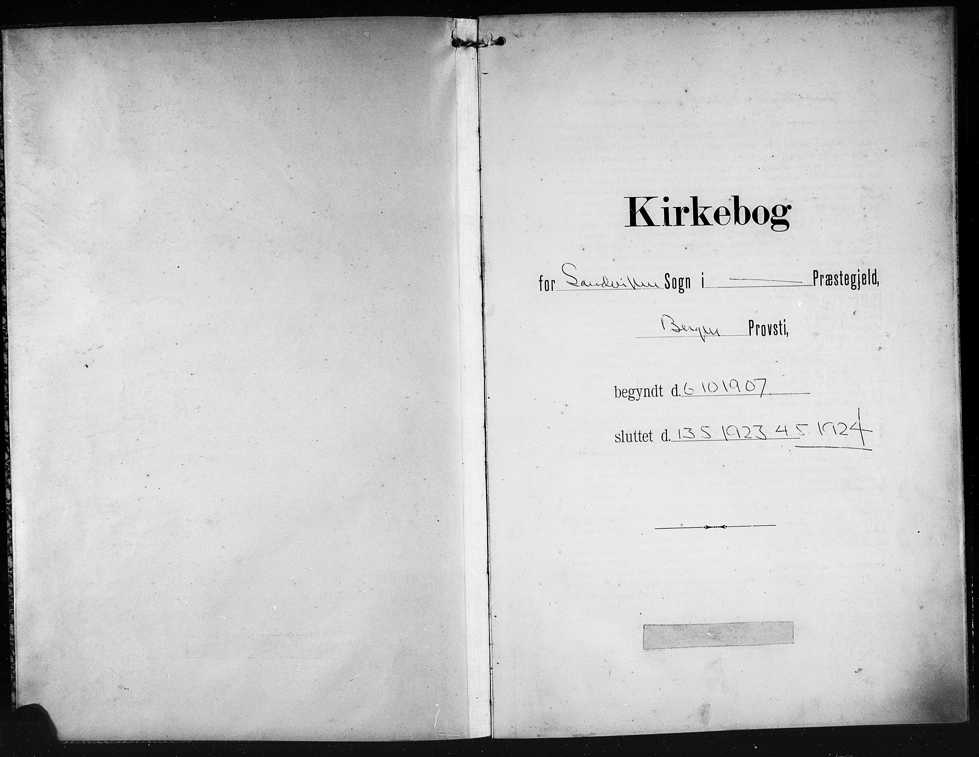 Sandviken Sokneprestembete, SAB/A-77601/H/Hb/L0010: Klokkerbok nr. C 2, 1907-1924
