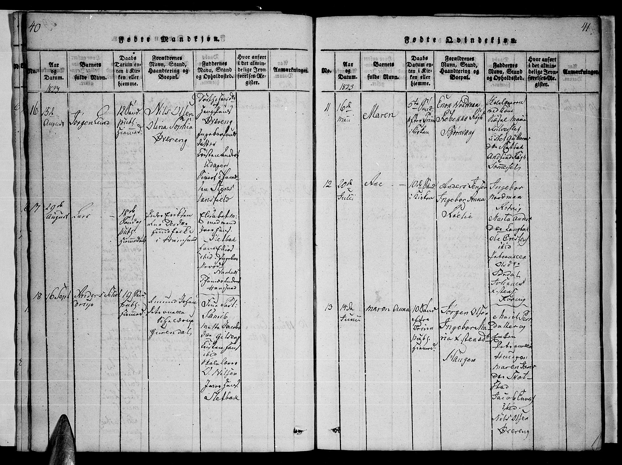 Ministerialprotokoller, klokkerbøker og fødselsregistre - Nordland, AV/SAT-A-1459/859/L0855: Klokkerbok nr. 859C01, 1821-1839, s. 40-41