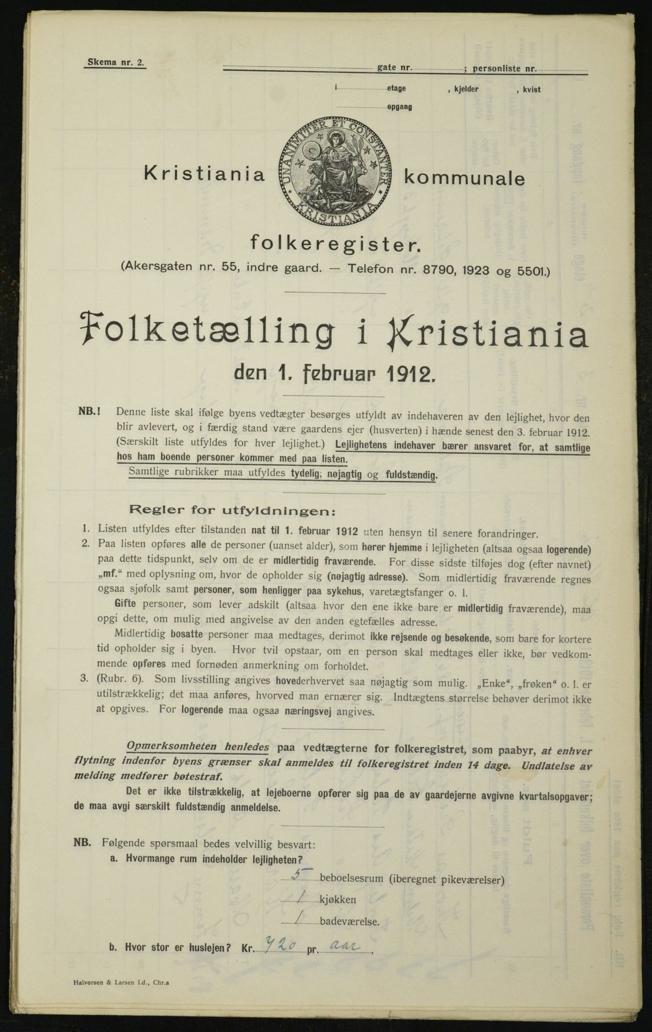 OBA, Kommunal folketelling 1.2.1912 for Kristiania, 1912, s. 76046