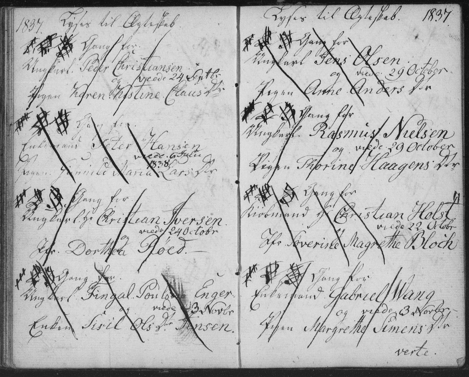 Bragernes kirkebøker, SAKO/A-6/H/Ha/L0002: Lysningsprotokoll nr. 2, 1832-1846