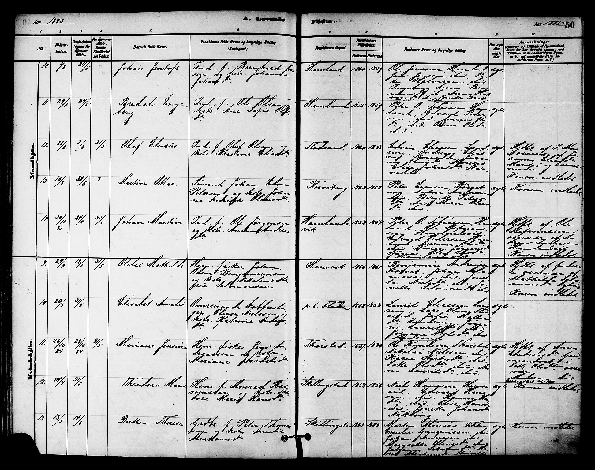 Ministerialprotokoller, klokkerbøker og fødselsregistre - Nord-Trøndelag, SAT/A-1458/784/L0672: Ministerialbok nr. 784A07, 1880-1887, s. 50