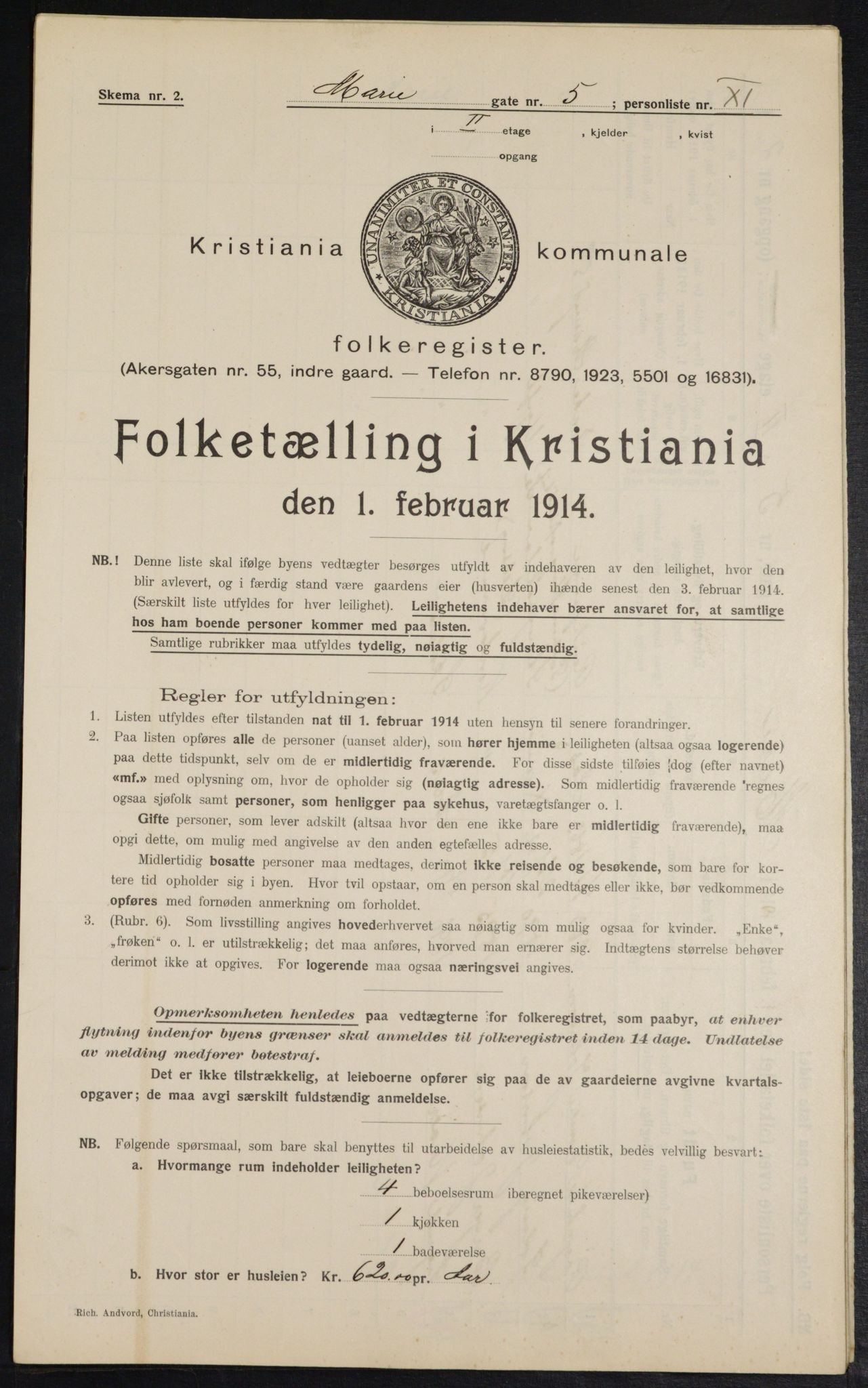 OBA, Kommunal folketelling 1.2.1914 for Kristiania, 1914, s. 62785