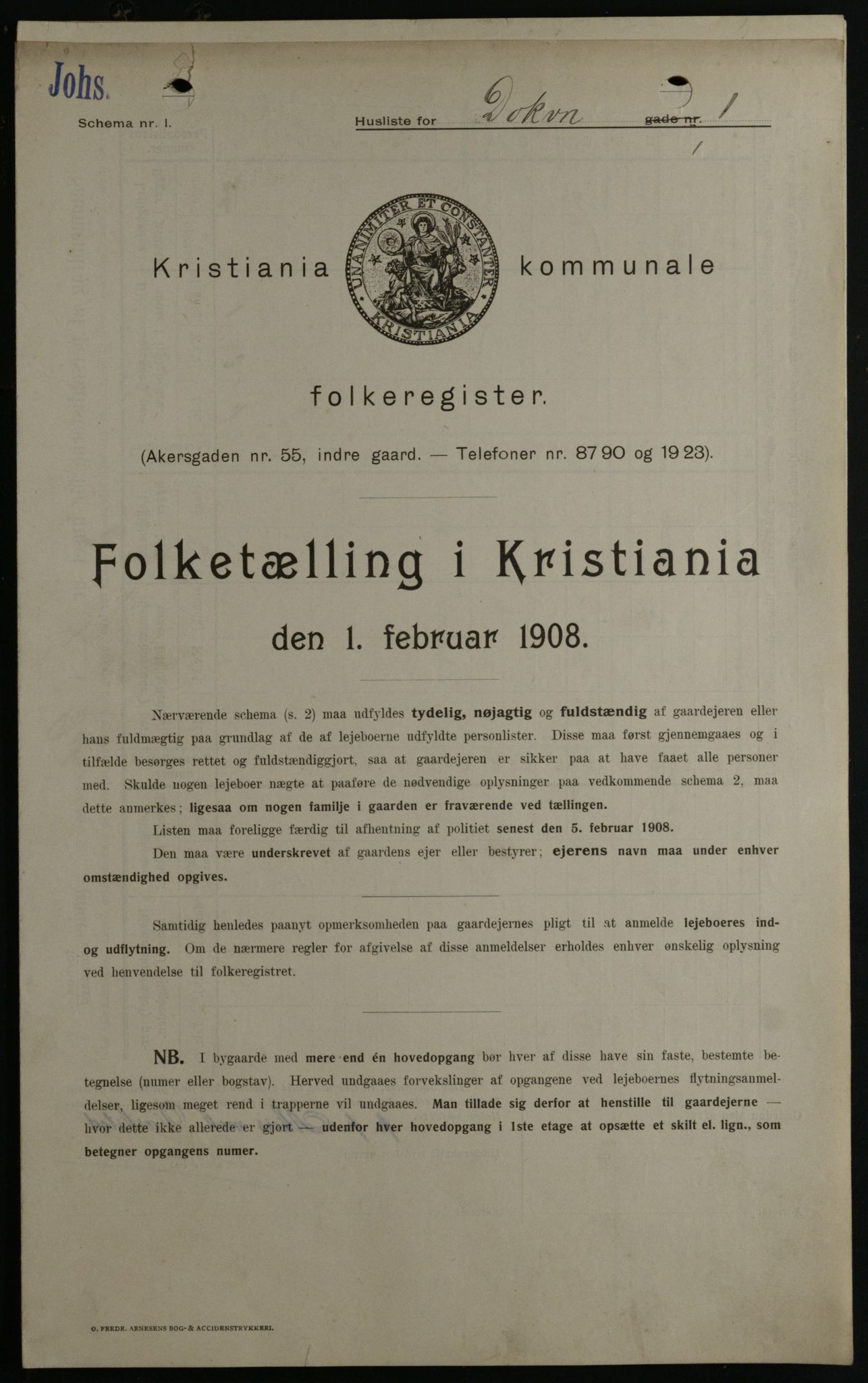 OBA, Kommunal folketelling 1.2.1908 for Kristiania kjøpstad, 1908, s. 14776