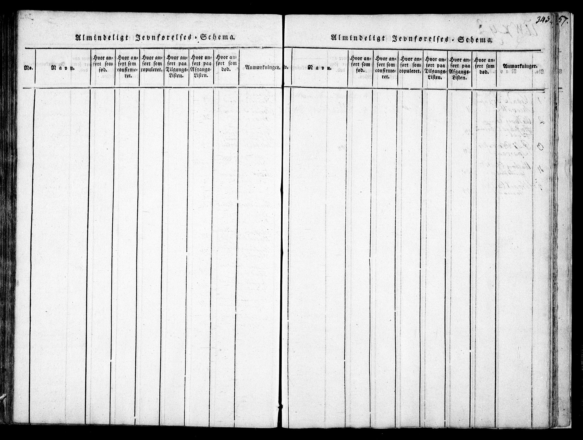 Fjære sokneprestkontor, AV/SAK-1111-0011/F/Fb/L0007: Klokkerbok nr. B 7, 1816-1826, s. 343