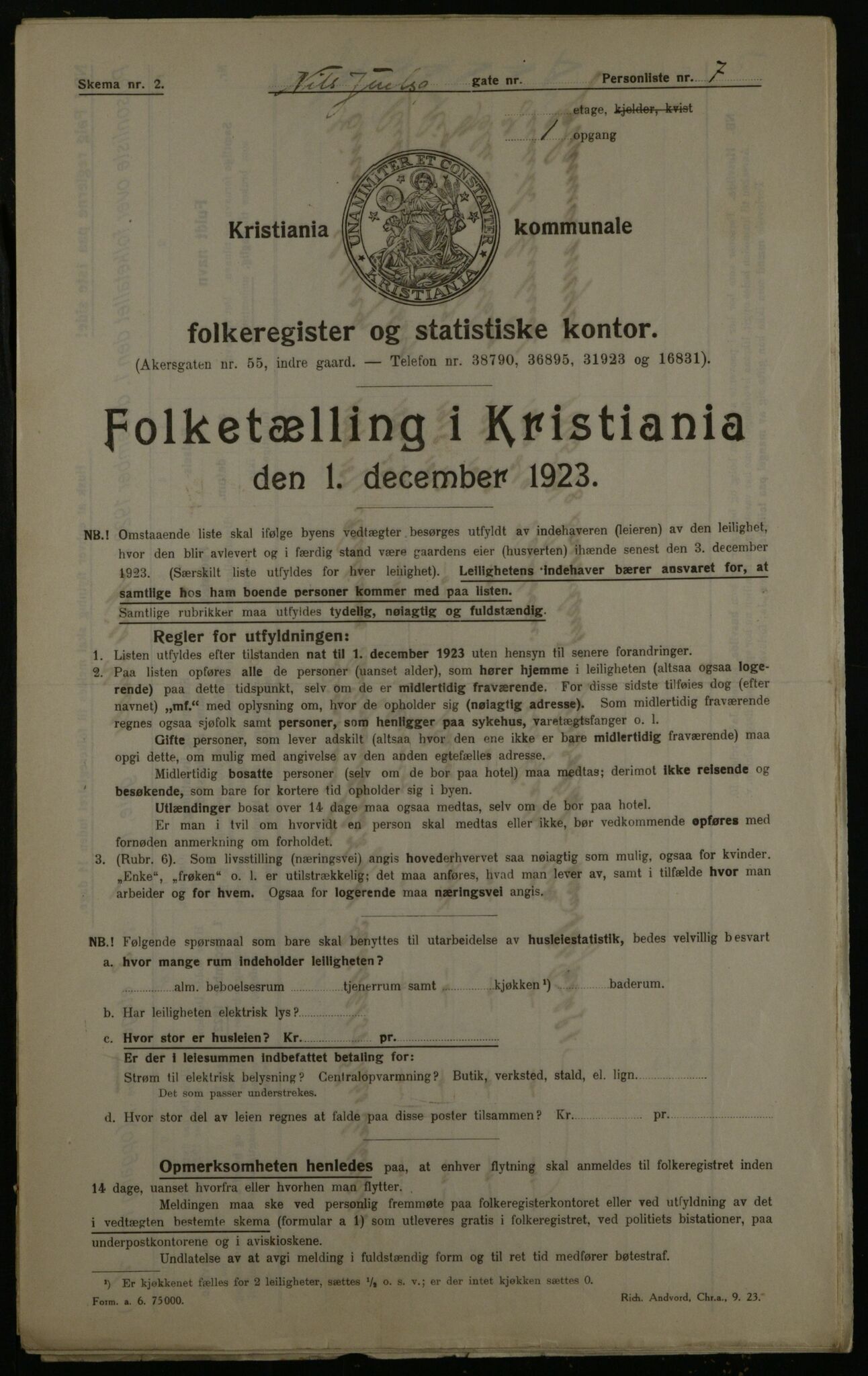 OBA, Kommunal folketelling 1.12.1923 for Kristiania, 1923, s. 77264