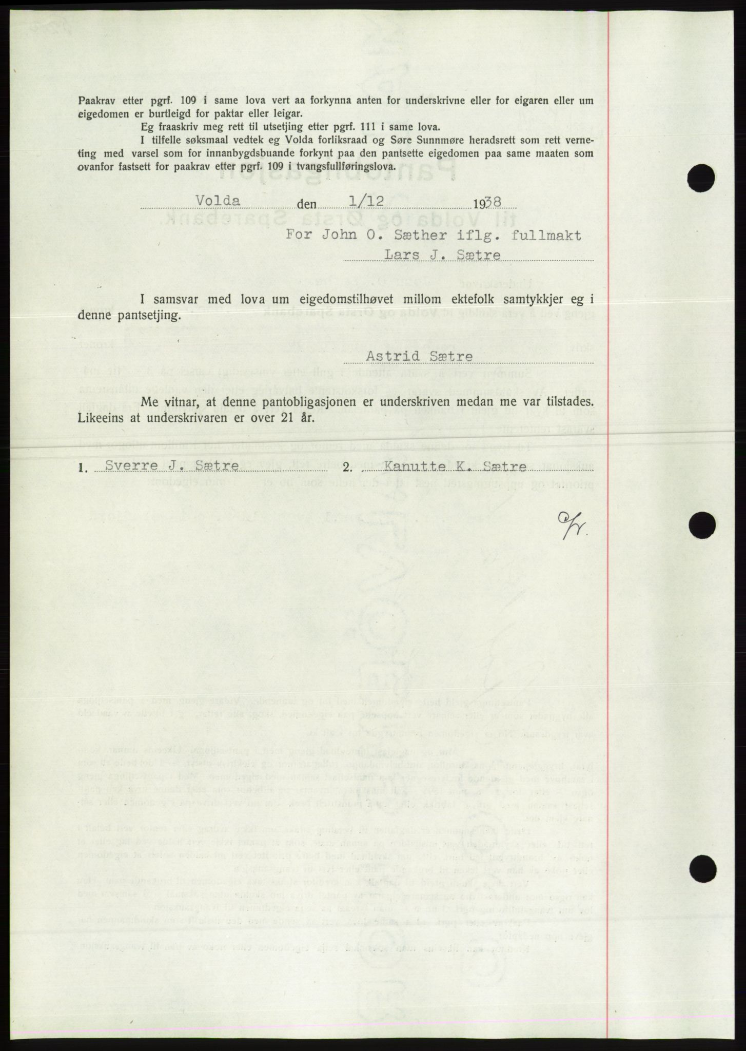 Søre Sunnmøre sorenskriveri, AV/SAT-A-4122/1/2/2C/L0066: Pantebok nr. 60, 1938-1938, Dagboknr: 1704/1938