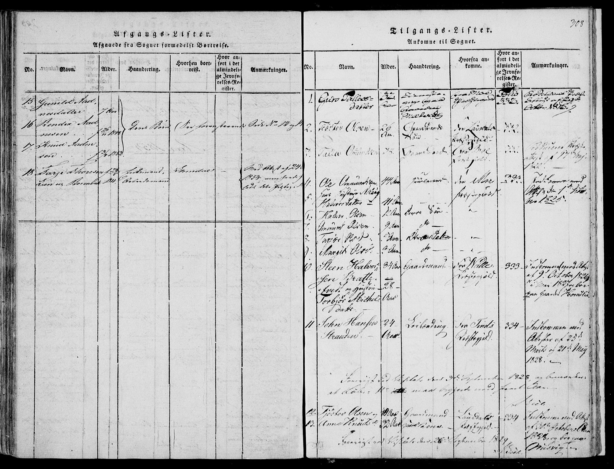 Fyresdal kirkebøker, AV/SAKO-A-263/F/Fa/L0004: Ministerialbok nr. I 4, 1815-1854, s. 308