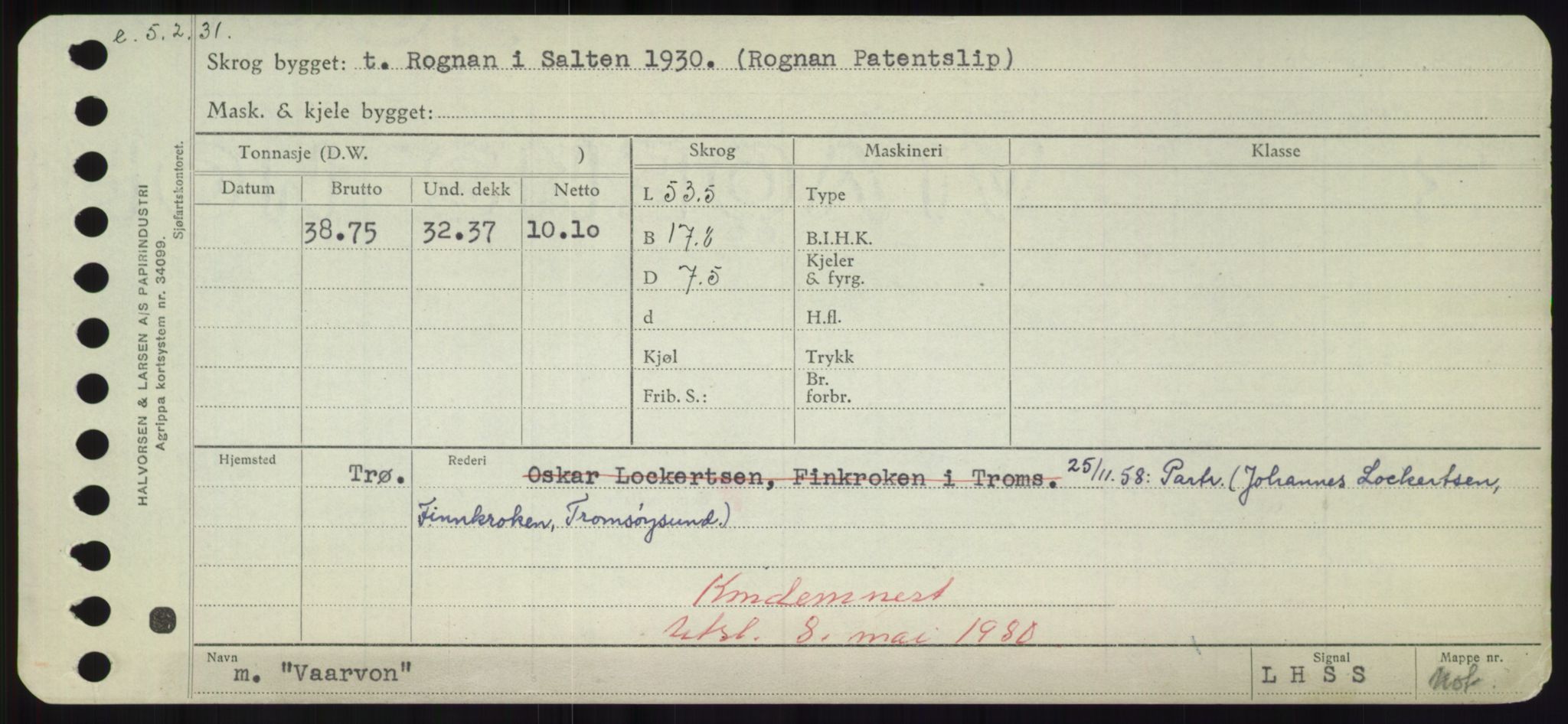 Sjøfartsdirektoratet med forløpere, Skipsmålingen, AV/RA-S-1627/H/Hd/L0042: Fartøy, Vi-We, s. 235
