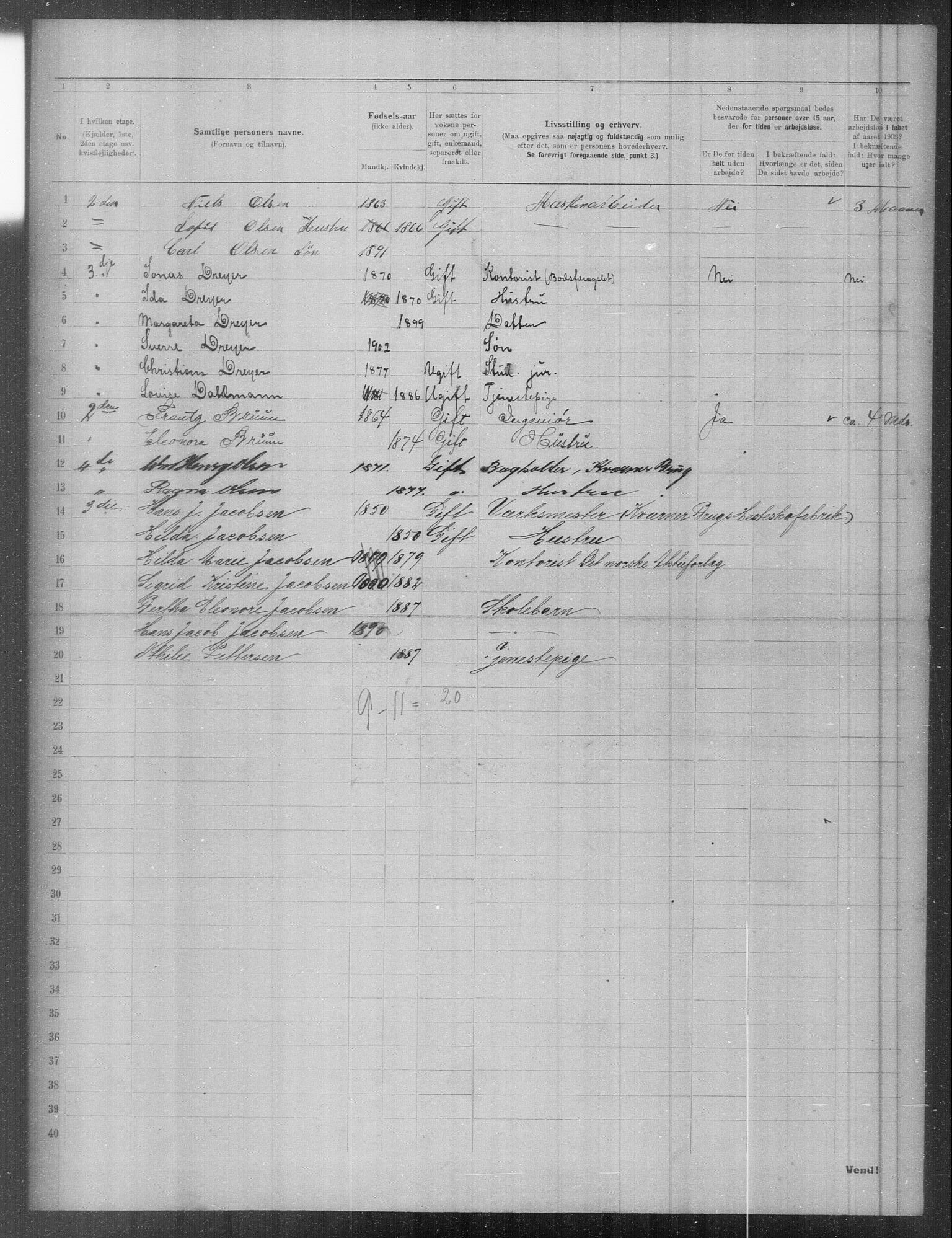 OBA, Kommunal folketelling 31.12.1903 for Kristiania kjøpstad, 1903, s. 7039