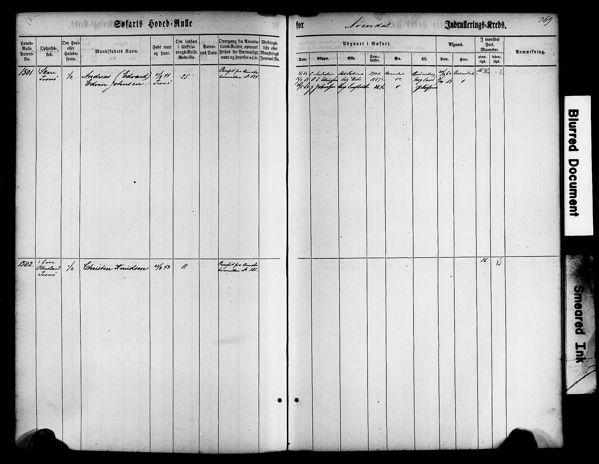 Arendal mønstringskrets, AV/SAK-2031-0012/F/Fb/L0009: Hovedrulle nr 767-1532, S-7, 1857-1864, s. 372