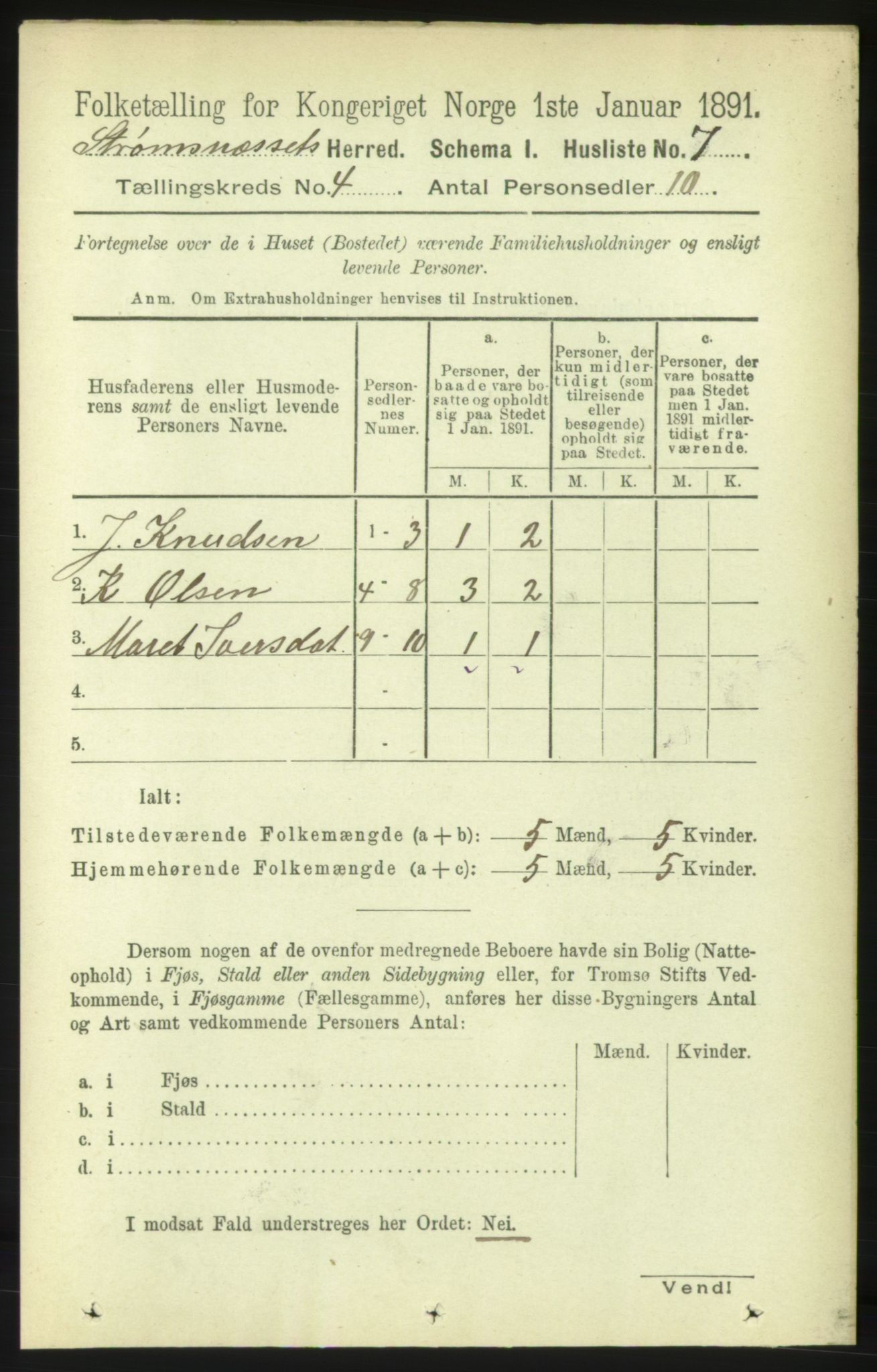 RA, Folketelling 1891 for 1559 Straumsnes herred, 1891, s. 719