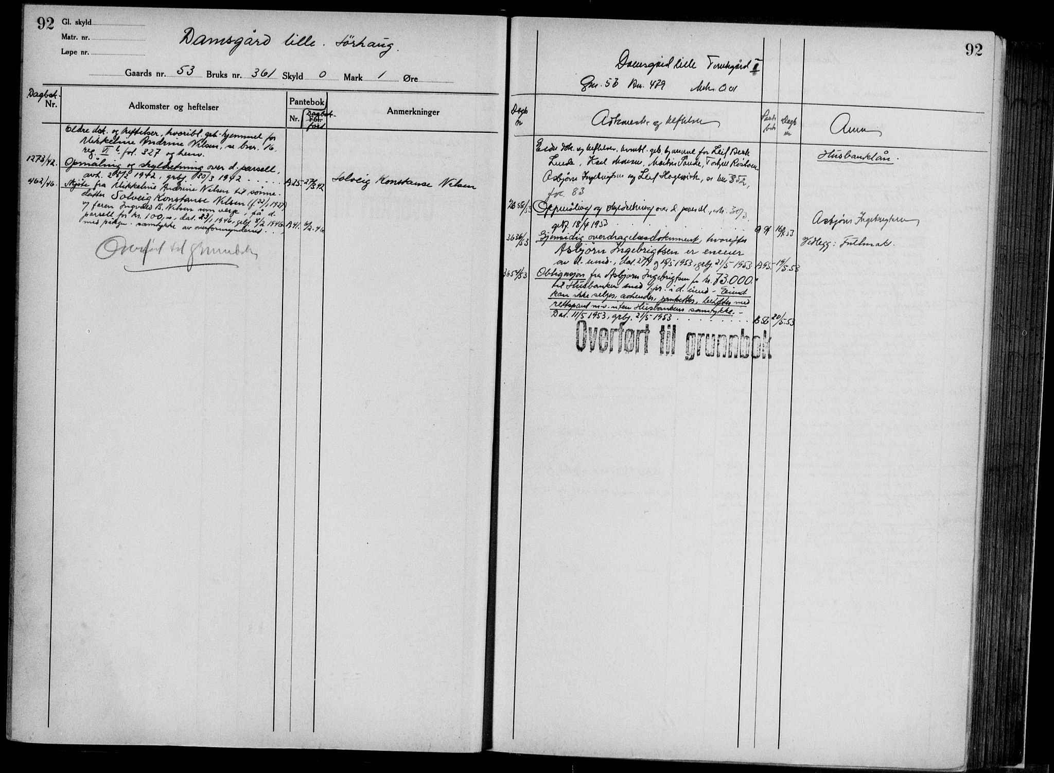 Midhordland sorenskriveri, AV/SAB-A-3001/1/G/Ga/Gab/L0117: Panteregister nr. II.A.b.117, s. 92