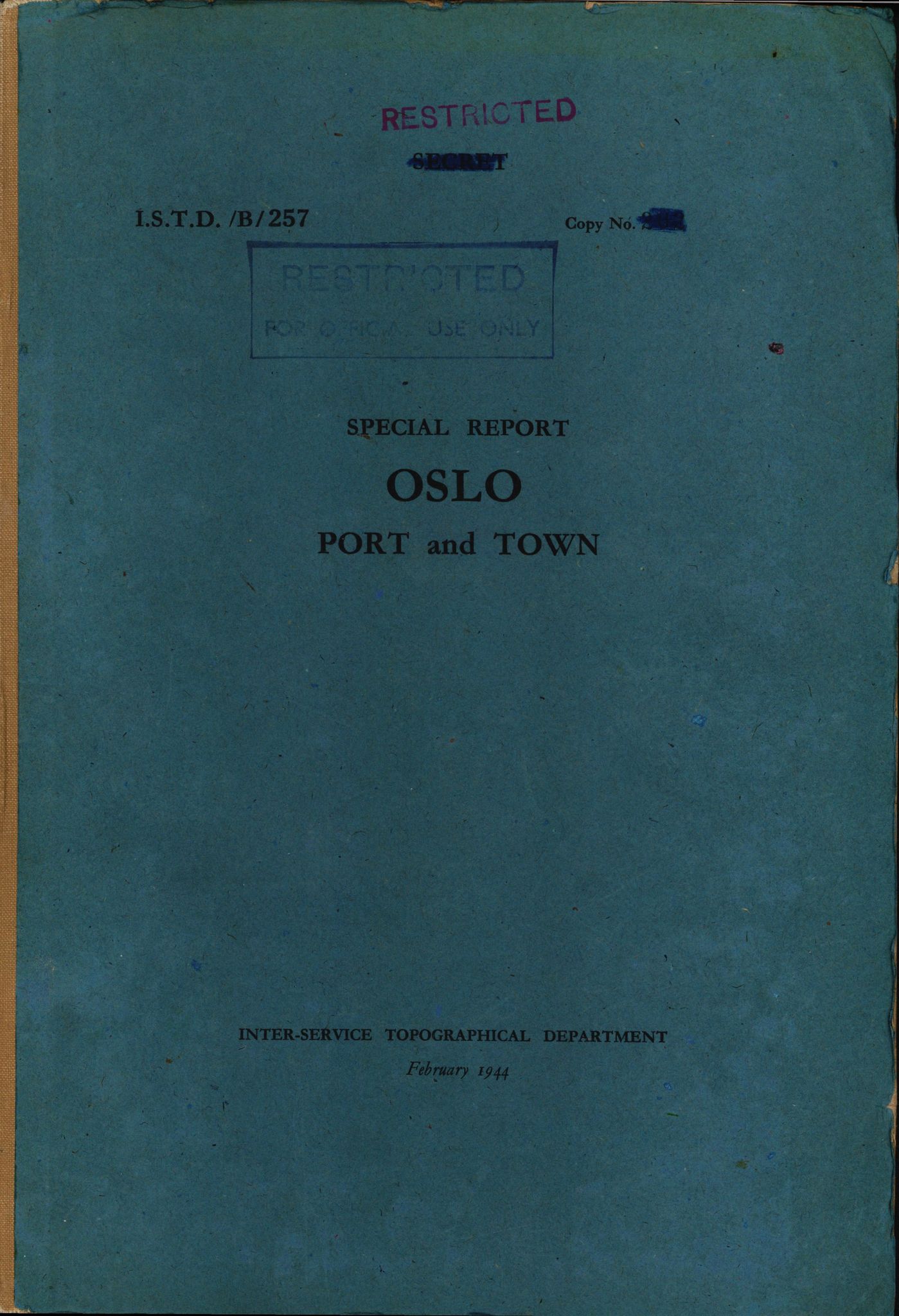 Forsvaret, Forsvarets overkommando II, RA/RAFA-3915/D/Dd/L0015: Oslo, 1944, s. 1
