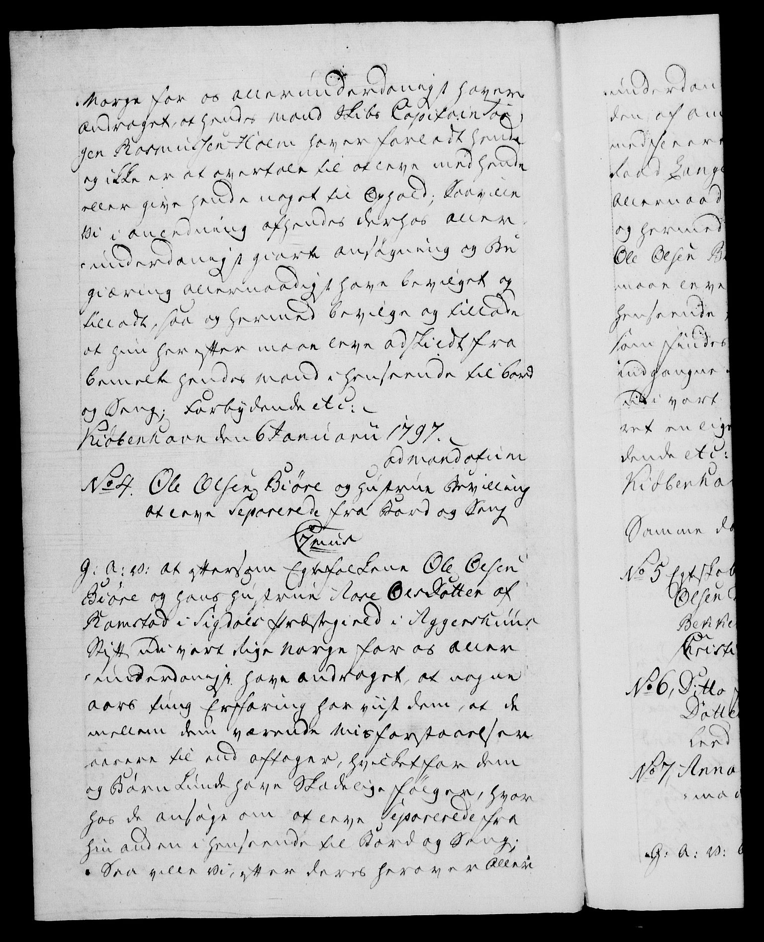 Danske Kanselli 1572-1799, AV/RA-EA-3023/F/Fc/Fca/Fcaa/L0057: Norske registre, 1797, s. 1b