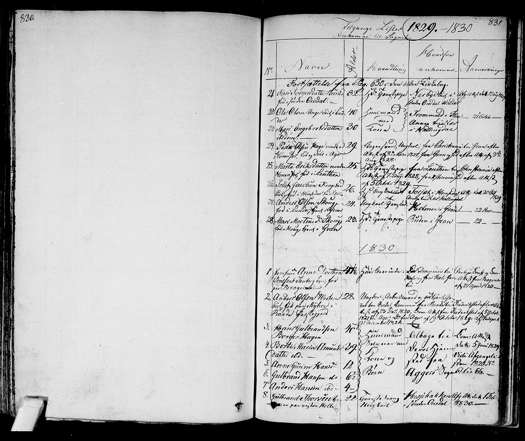Norderhov kirkebøker, AV/SAKO-A-237/F/Fa/L0009: Ministerialbok nr. 9, 1819-1837, s. 830-831