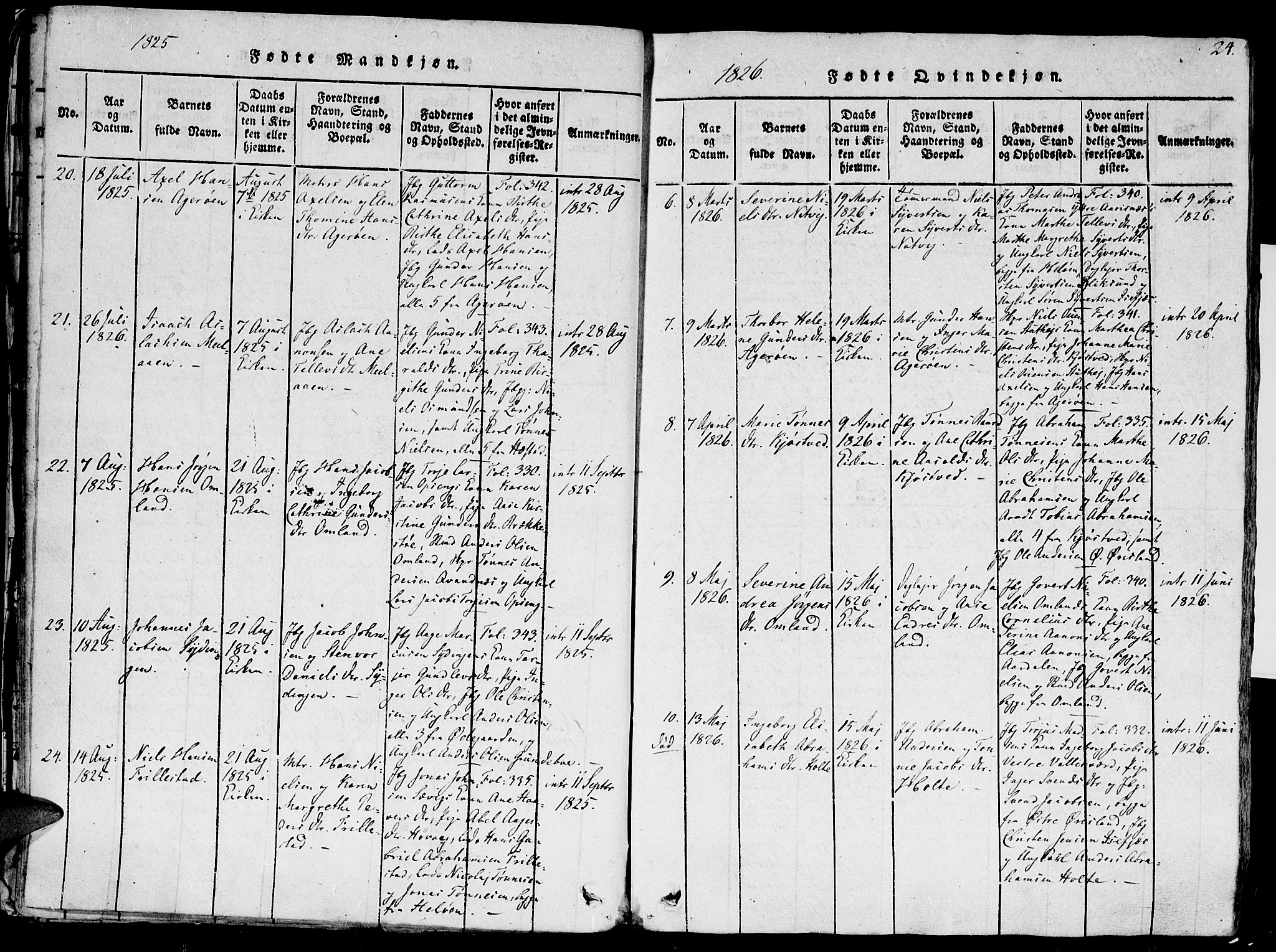 Høvåg sokneprestkontor, AV/SAK-1111-0025/F/Fa/L0001: Ministerialbok nr. A 1, 1816-1843, s. 24