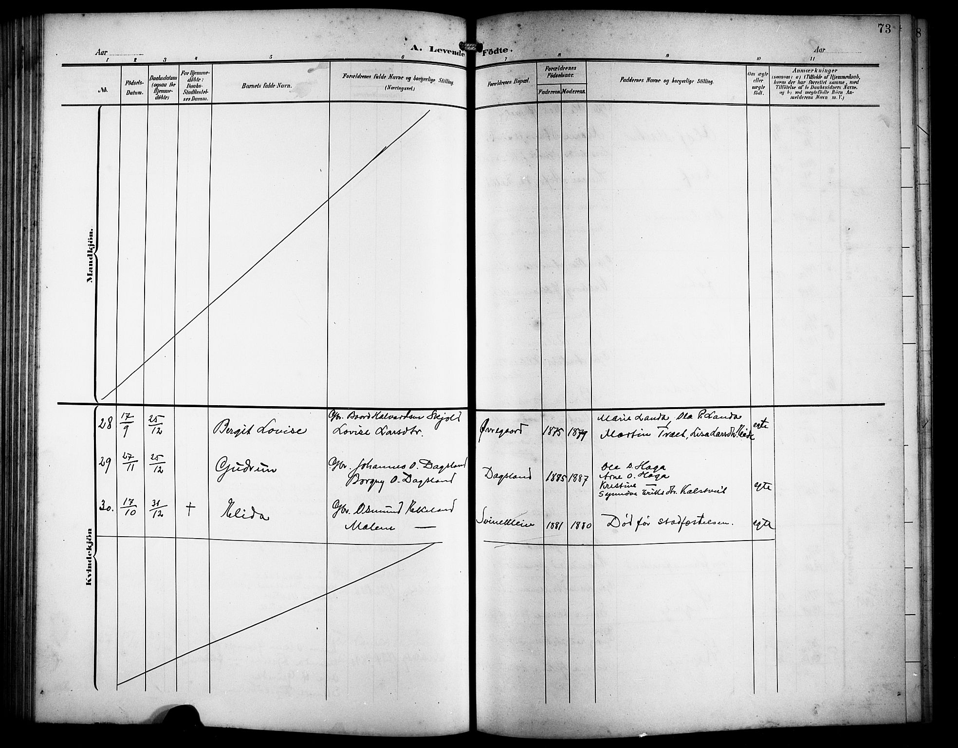 Skjold sokneprestkontor, AV/SAST-A-101847/H/Ha/Hab/L0008: Klokkerbok nr. B 8, 1906-1920, s. 73